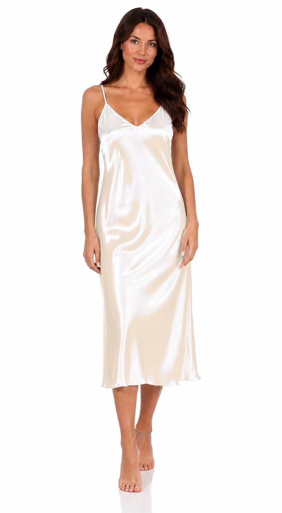 EloModa Negligé Damen Negligé Nachtwäsche Nachtkleid Dessous Satin; S M L XL 2XL (1-tlg)