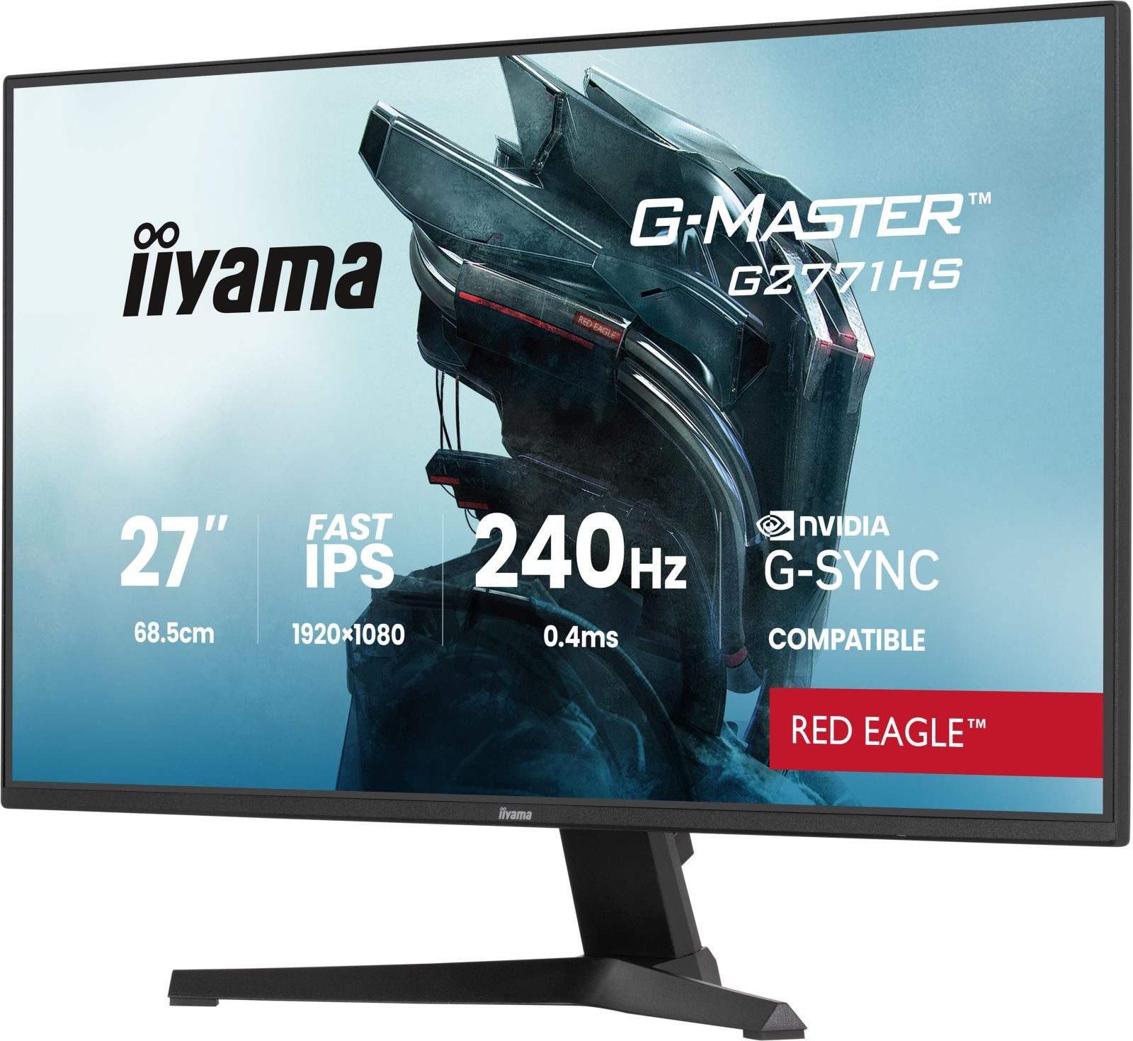Iiyama 27 G2771HS-B1 HDMI DP TFT-Monitor (1920 x 1080 px, Full HD, 0,4 ms Reaktionszeit, 240 Hz, Fast IPS, Adaptive-Sync, Lautsprecher, G-SYNC, HDCP, HDR)