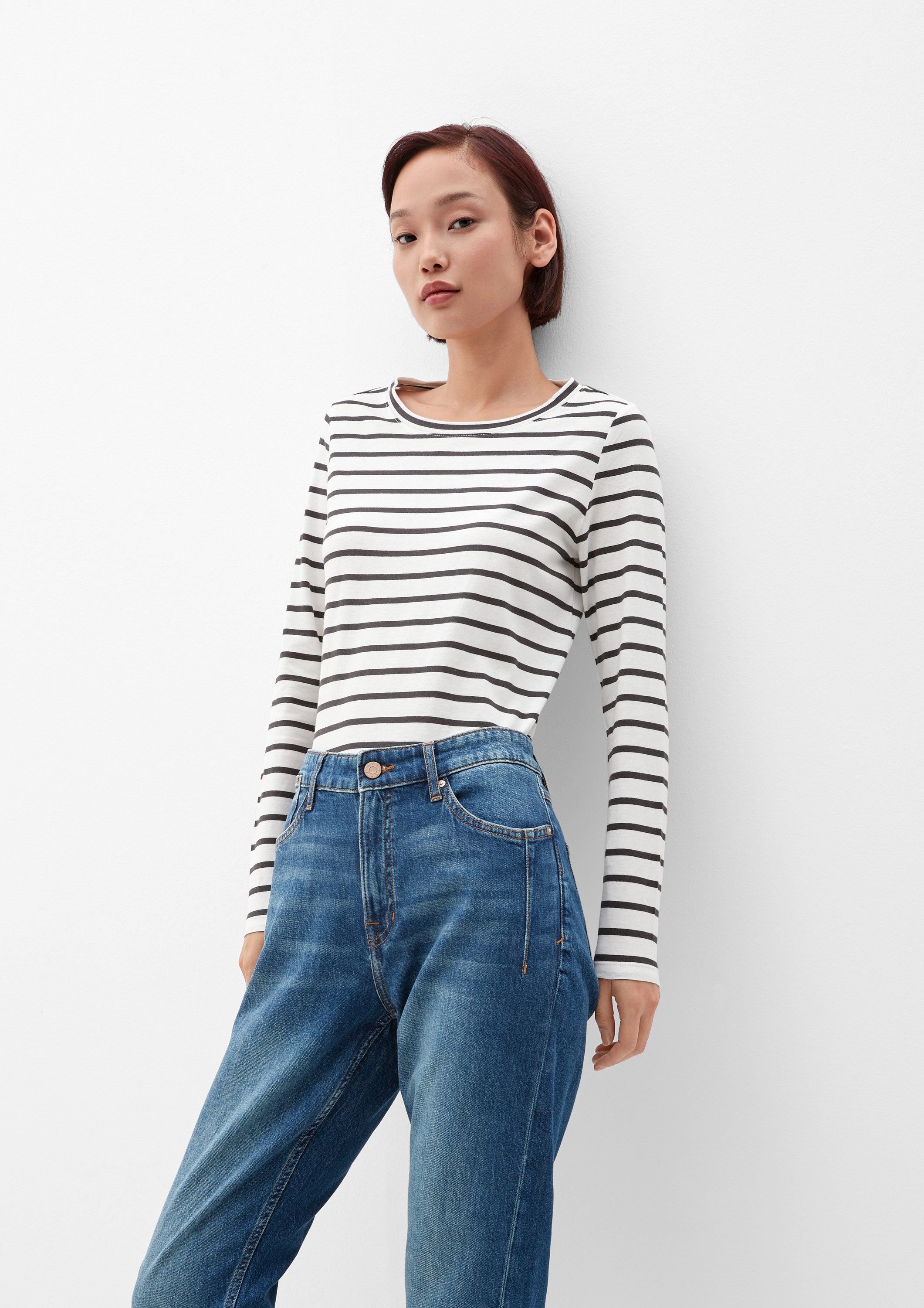 s.Oliver Langarmshirt T-Shirt Gestreiftes Langarmshirt aus Jersey günstig online kaufen