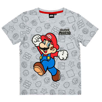Super Mario T-Shirt Super Mario T-Shirt Shirt Mario Grau