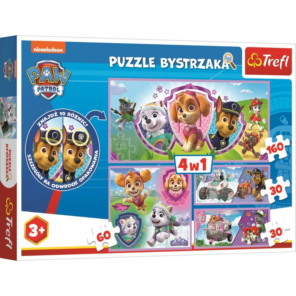 Trefl Puzzle Unterschiedsfindungspuzzle Flapper Patrol 4in1 (30,30,60,160 Teile), Puzzleteile