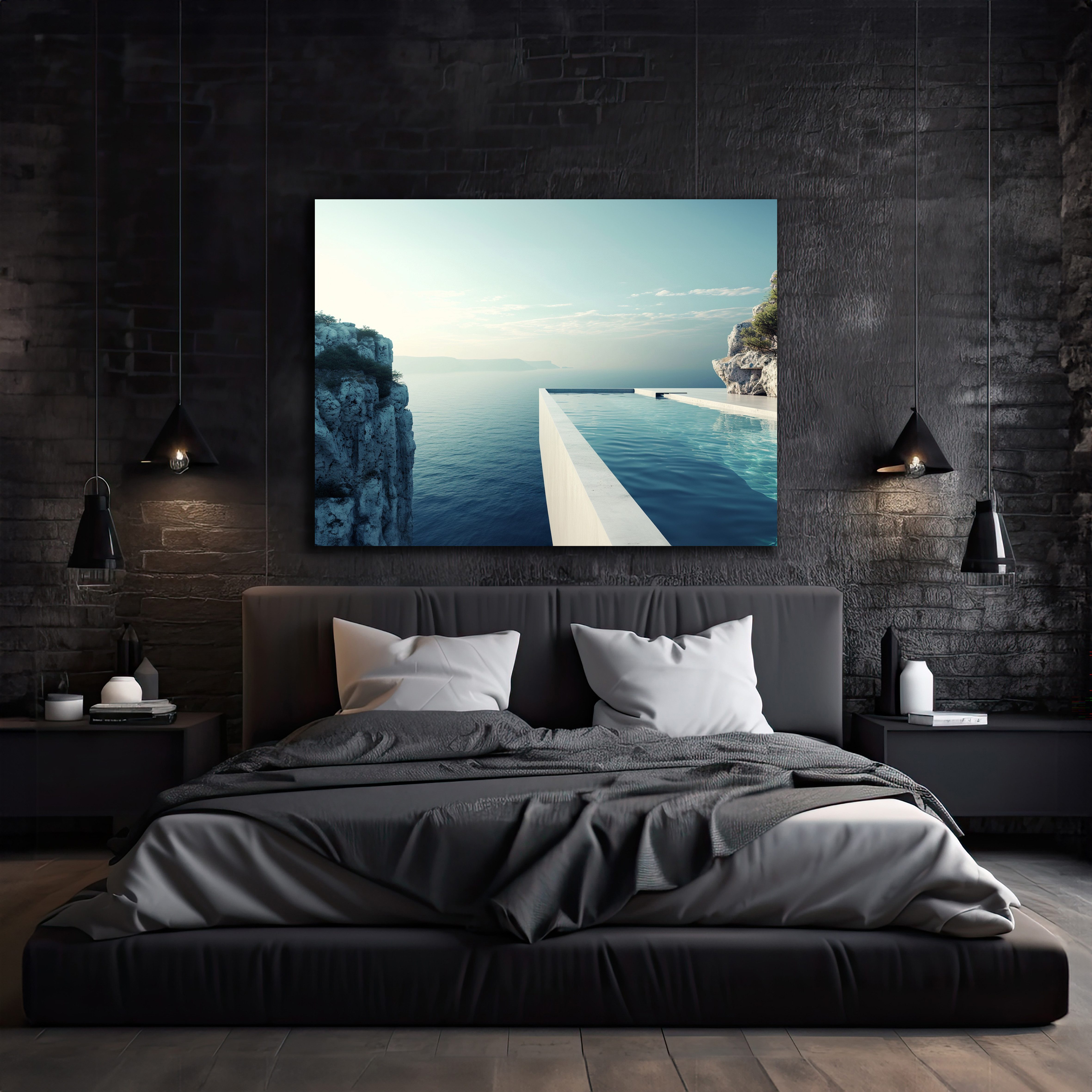 DARO Design Leinwandbild Modern Abstrakt Wandbilder XXL Wandbild Wand Deko Leinwand Bilder, (Tag am Meer - Bild groß Wohnzimmer Schlafzimmer Küche Esszimmer Ein – Bild 2 von 5