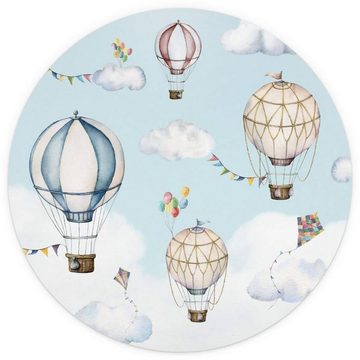 K&L Wall Art Fototapete Fototapete Baby Kinderzimmer Heißluftballon Vliestapete Luftballon rund, große Kinder Motivtapete