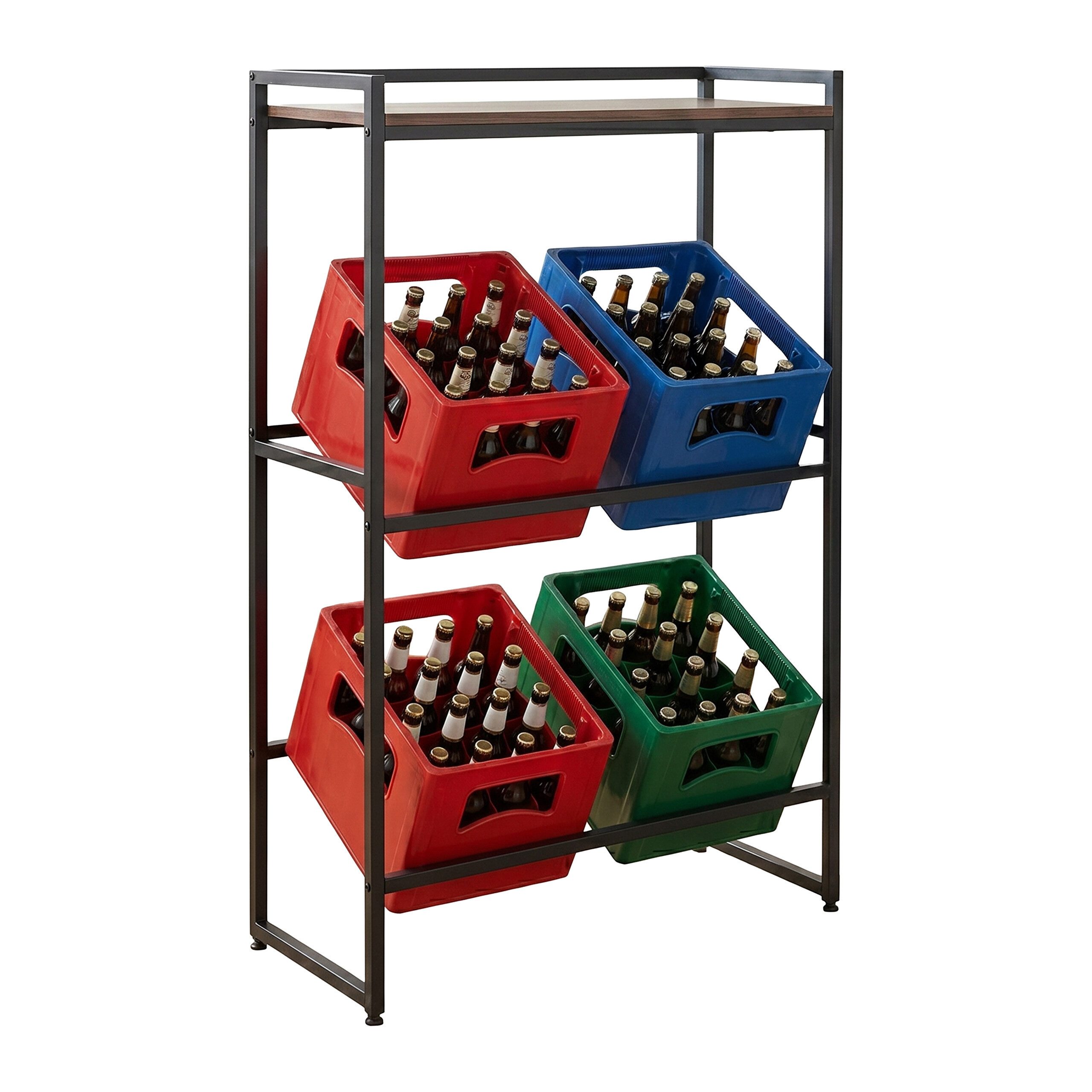 relaxdays Kastenständer Getränkekistenregal mit Ablage, 1-tlg., 74 cm breit