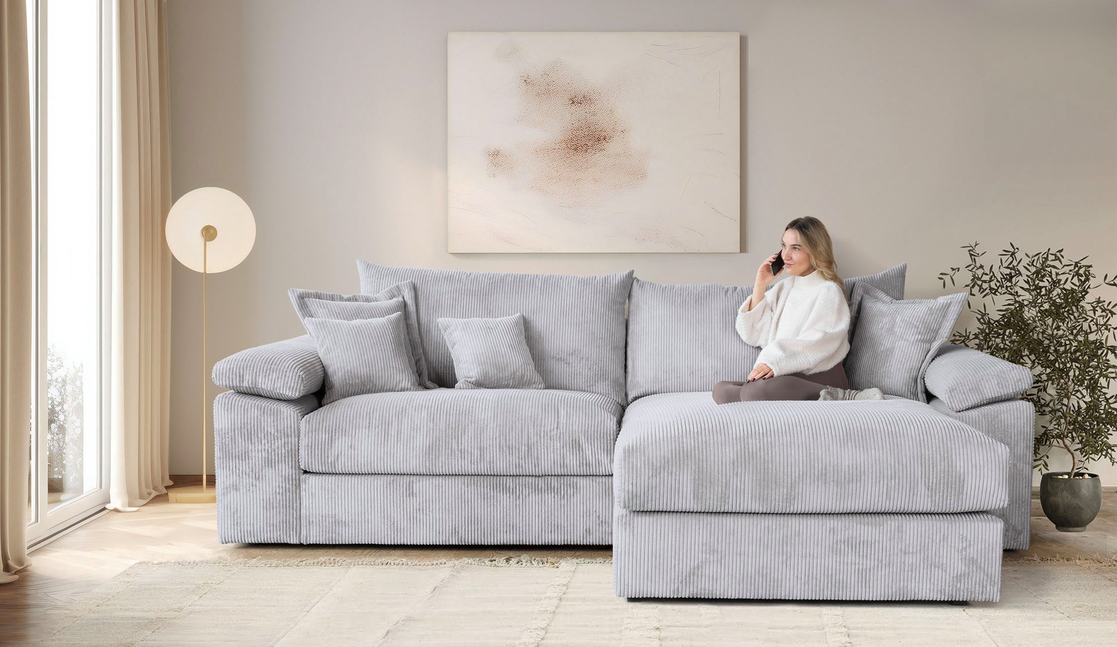 Home affaire Ecksofa Soft&Cosy XXL L-Form - Breite 303 cm, Mega-Sofa, in Cord, Federkern-Polsterung