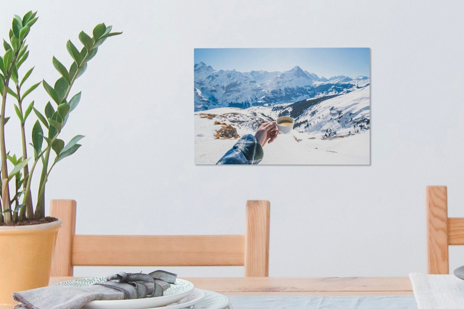 (1 cm Wanddeko, OneMillionCanvasses® der Aufhängefertig, Schweiz, Wandbild in der Leinwandbilder, 30x20 Leinwandbild Kaffee St), Winterlandschaft
