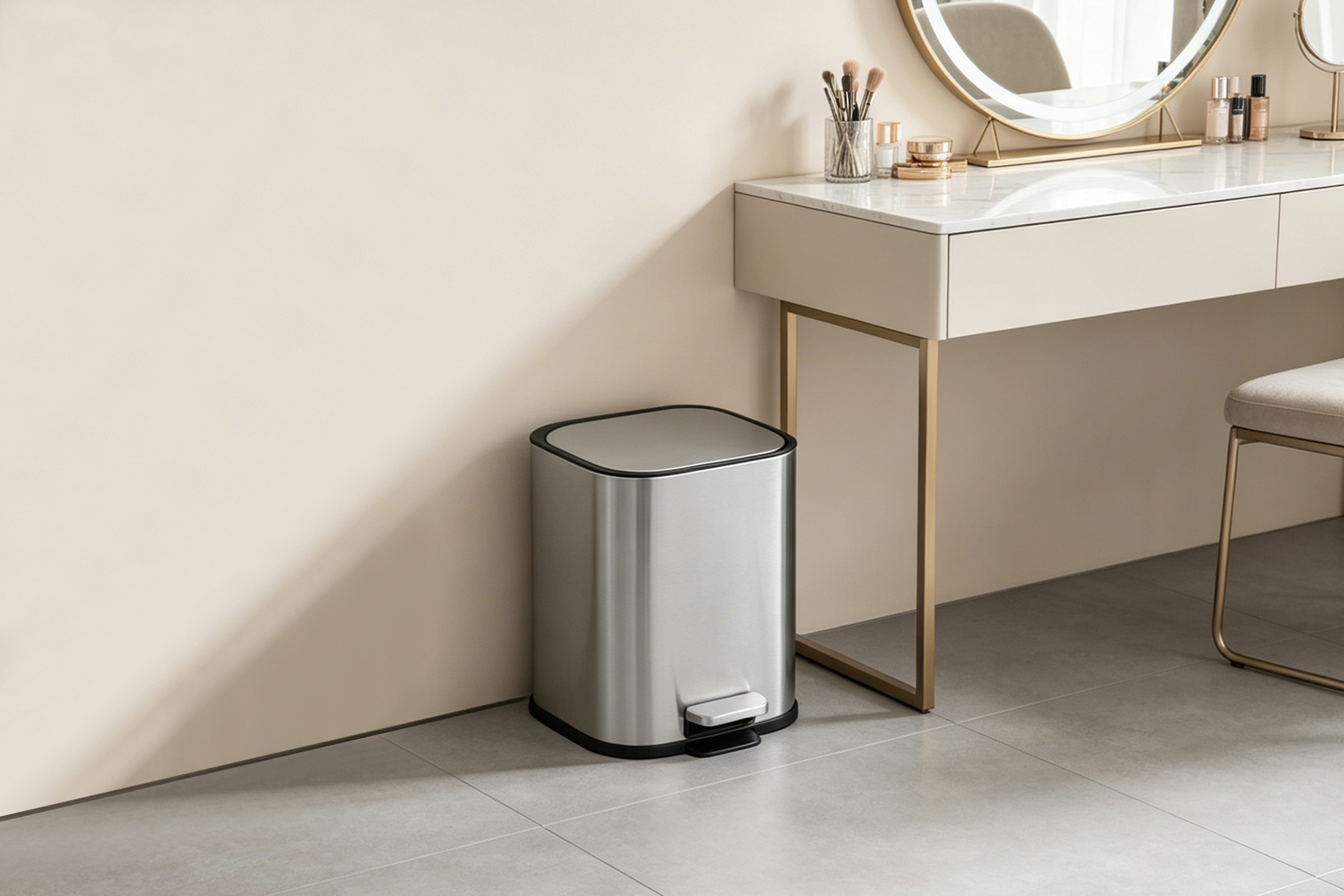 OTTO home Mülleimer Keenna, Soft Close, mit verstecktem Griff, Treteimer für Küche oder Bad, Abfalleimer mit Deckel