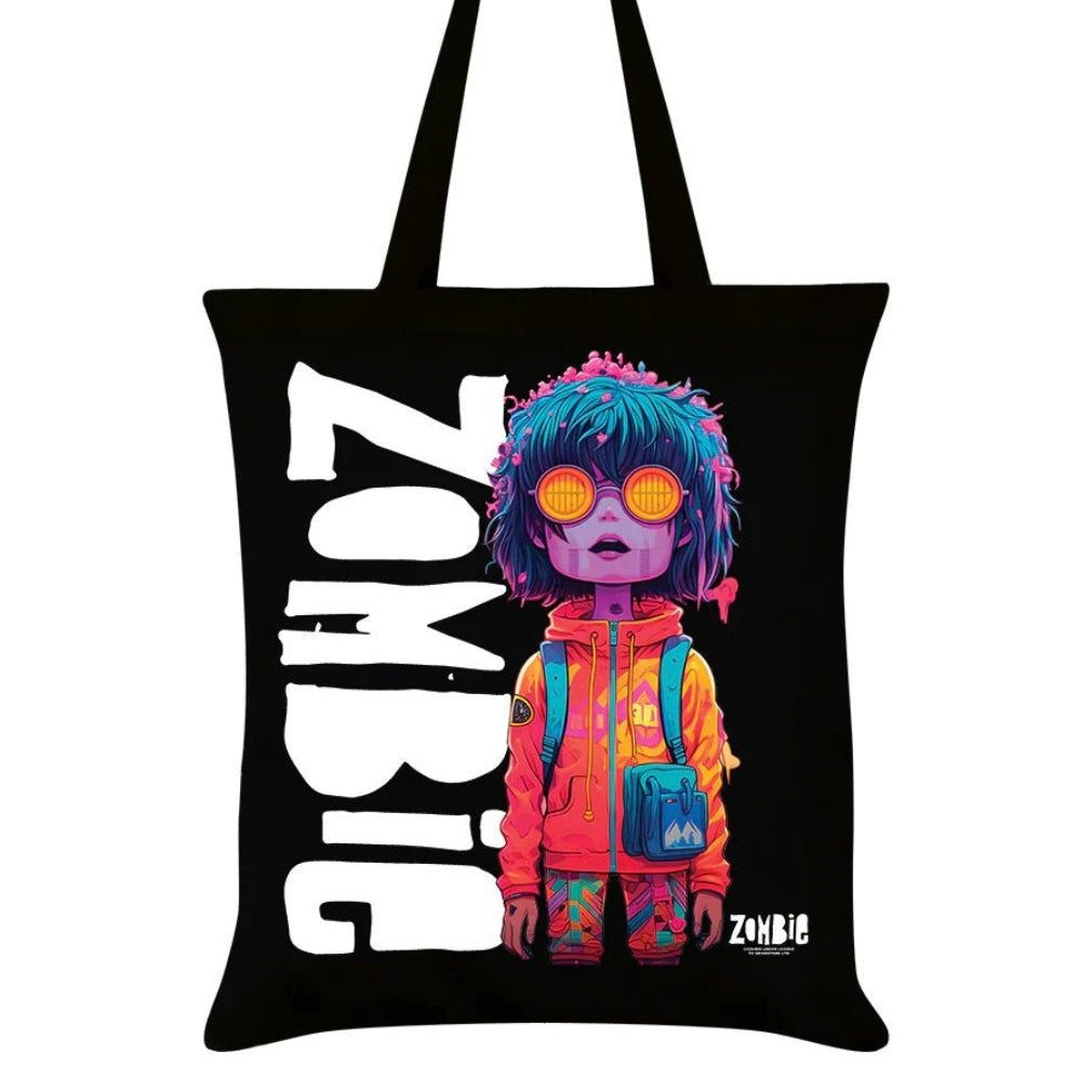 Schultertasche Kultige Stofftasche Tragetasche mit Zombie bunt