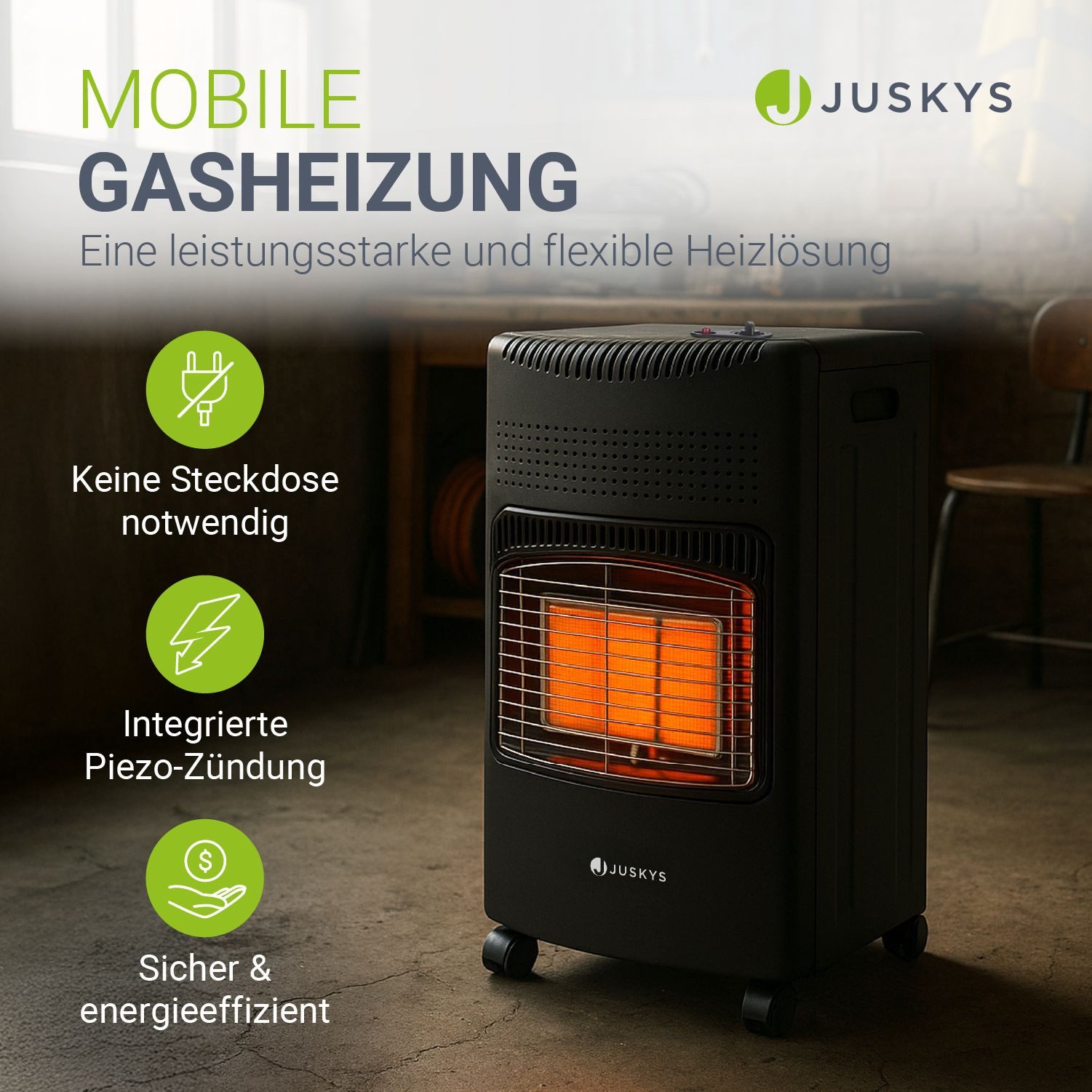 Juskys Heizstrahler GS42US, 4200 W, stark und energiesparend, 3-Stufen-Wärm günstig online kaufen