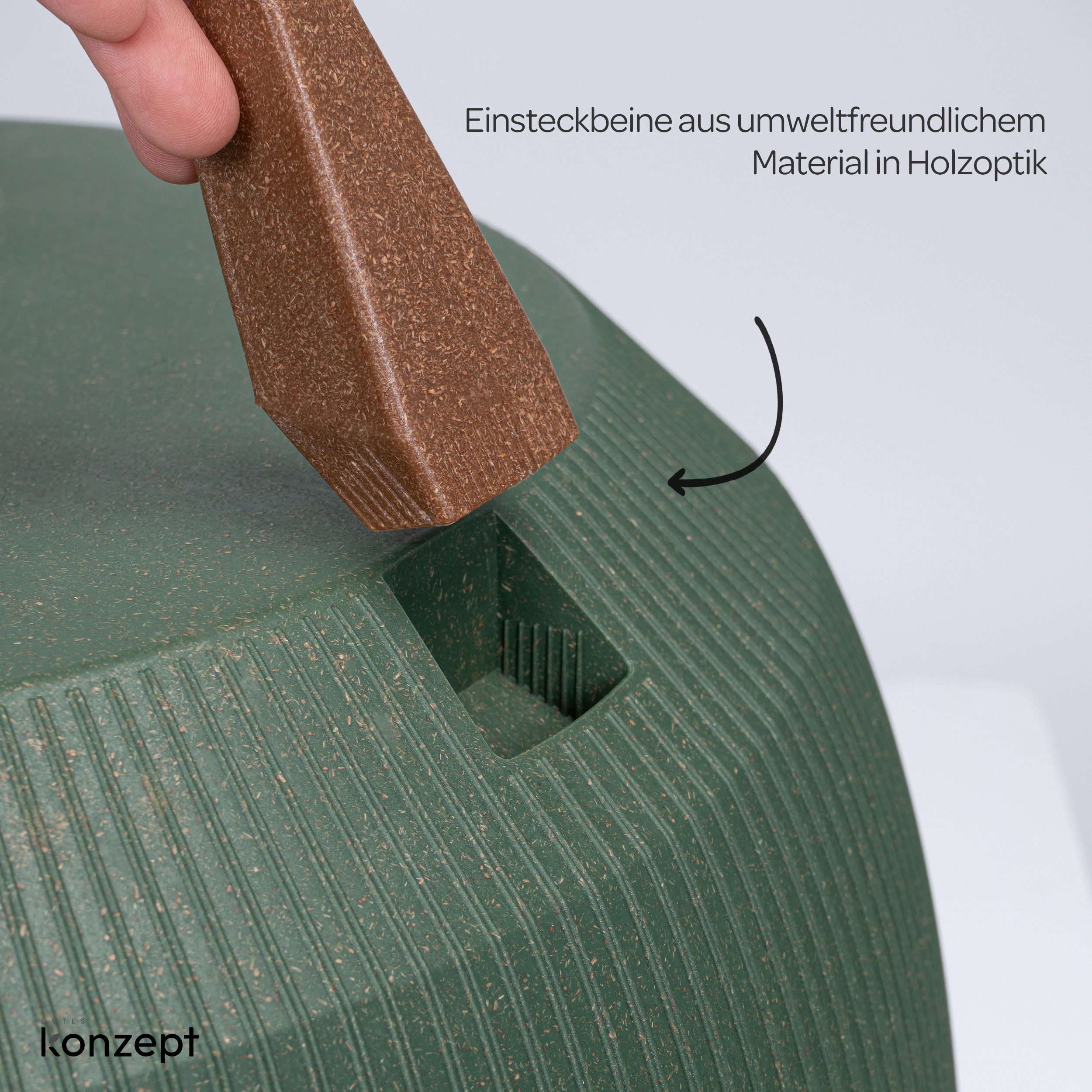 KONZEPT Blumentopf mit Füßen – großer Blumenkübel aus Kunststoff, runde Pflanzschale, 40 oder 47cm, modern & wetterfest, für Innen und Außen – Bild 5 von 5