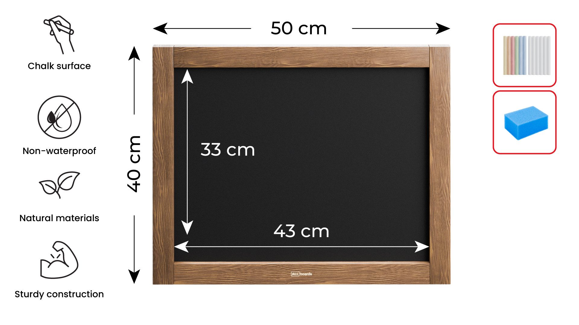 ALLboards Tafel ALLboards Kreidetafel Holzrahmen Schreibtafel günstig online kaufen