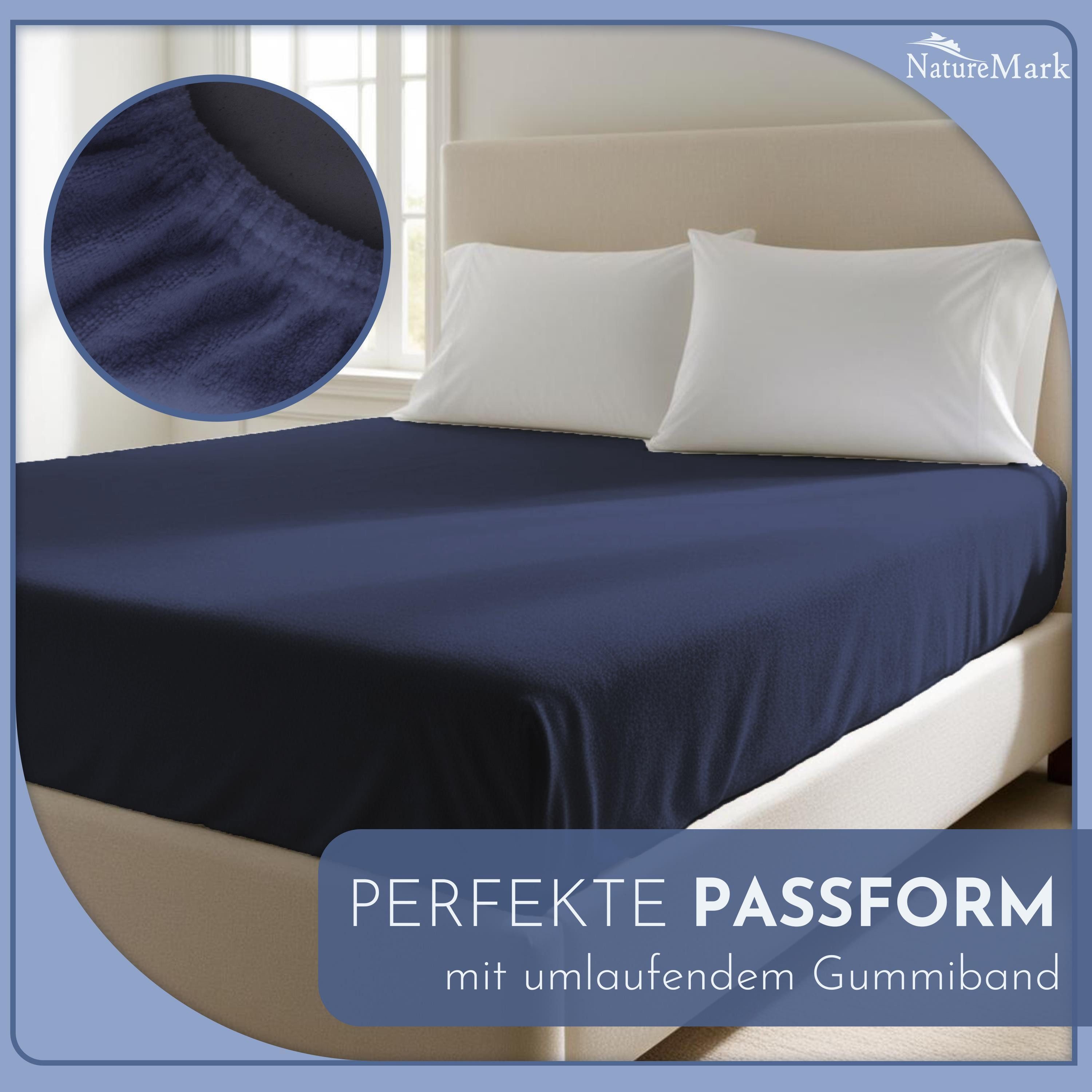 NatureMark Spannbettlaken Frottee Spannbetttuch, 80% Baumwolle / 20% Polyester, Gummizug: rundum, (1 Stück), Spannbetttuch in vielen Größen und Farben – Bild 3 von 5