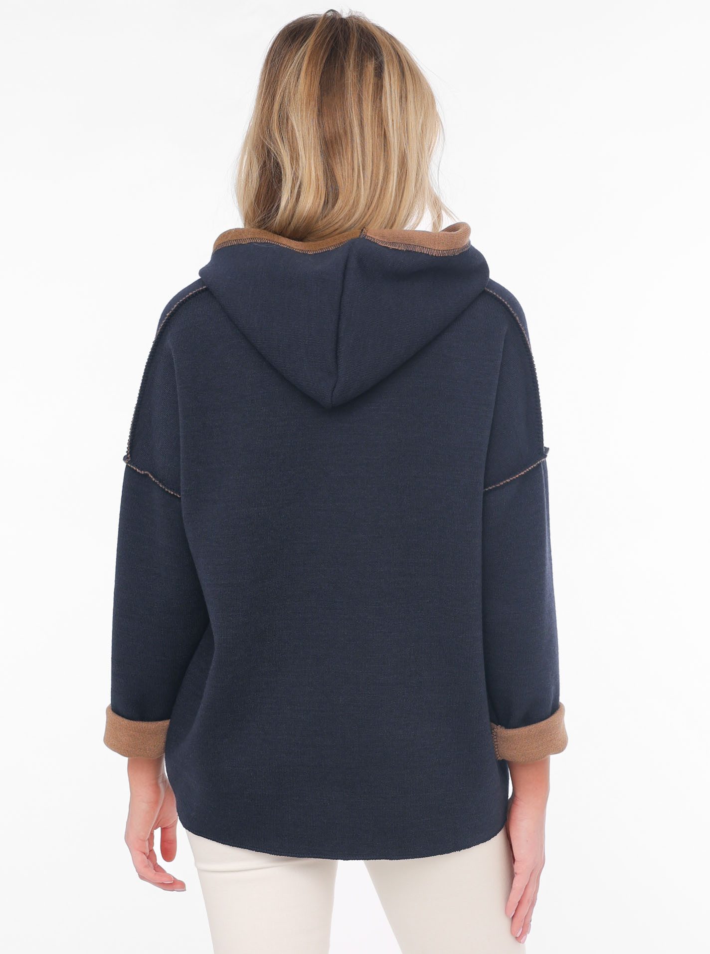 Zwillingsherz Hoodie ""Positive Mind"", Kapuze, 3/4 Arm, tonaler Schriftzug günstig online kaufen