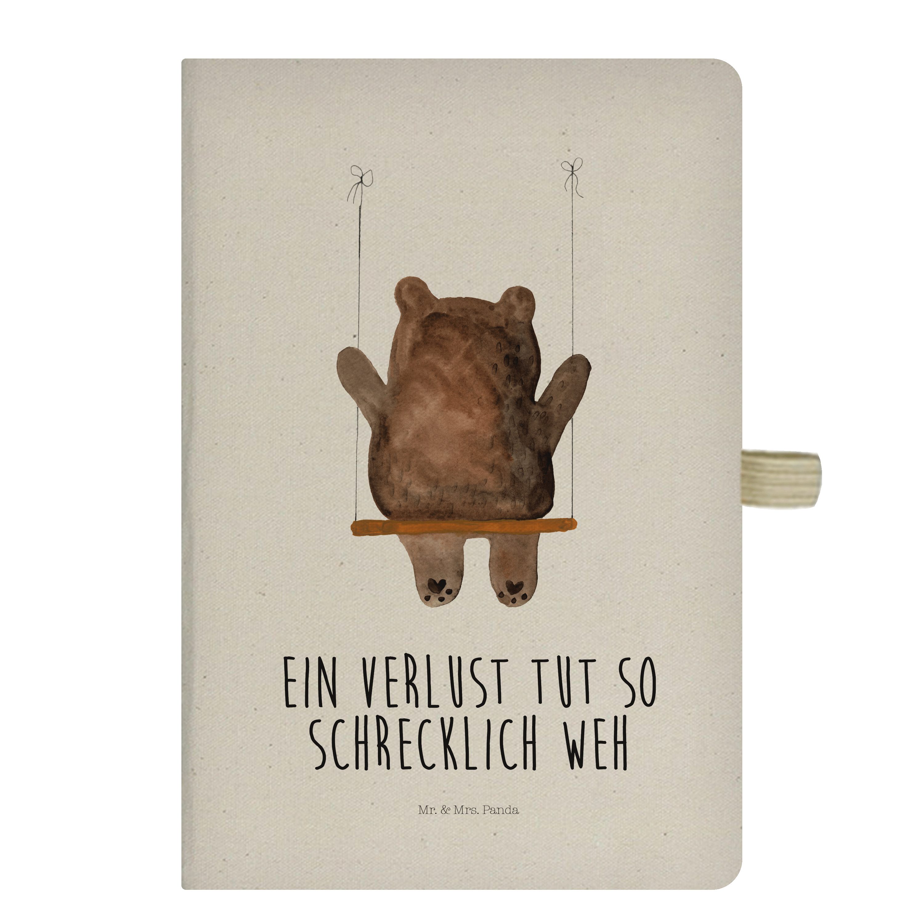 Mr. & Mrs. Panda Notizbuch Bär Schaukel - Transparent - Geschenk, Teddybär, Tagebuch, Eintragebu