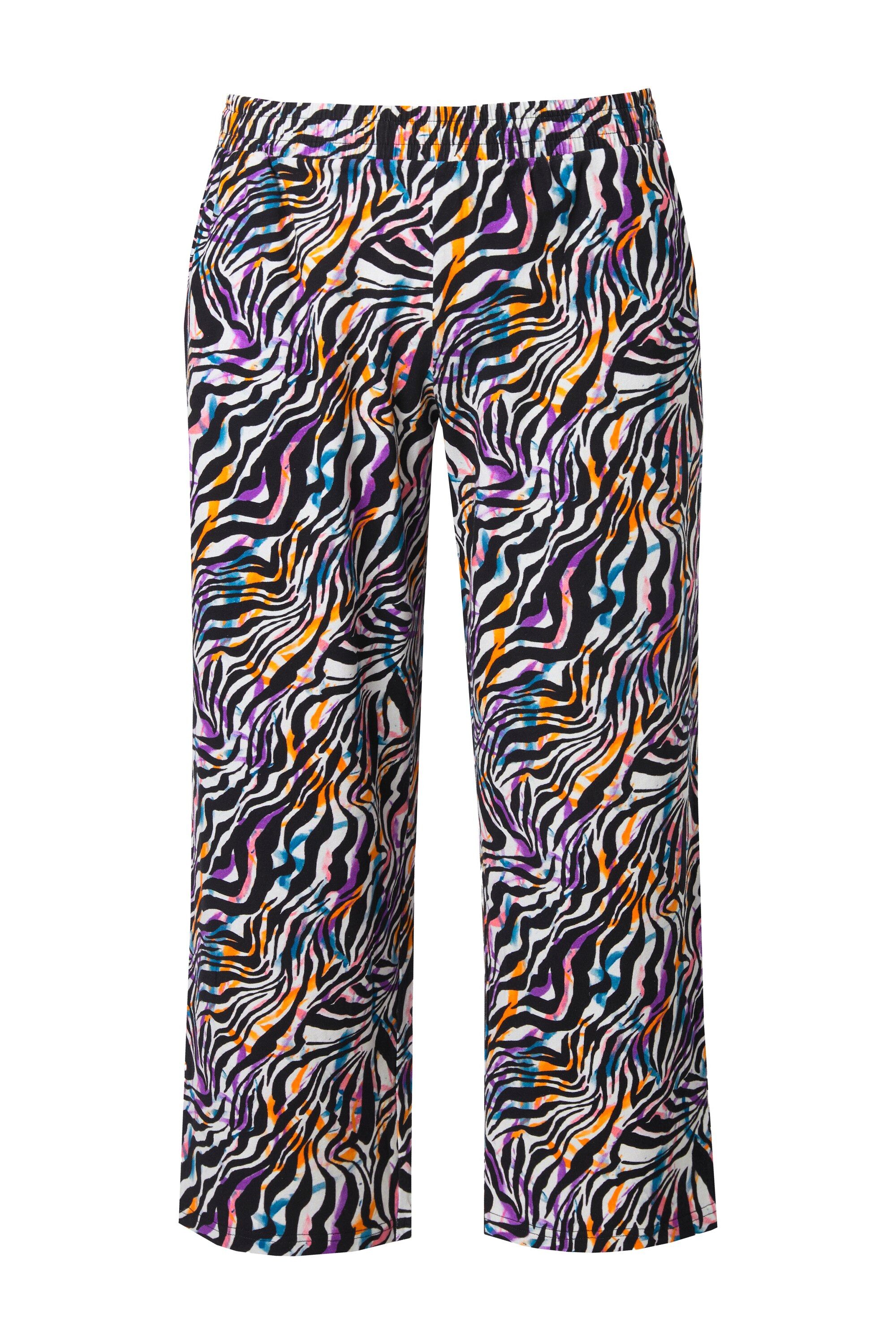 Ulla Popken Schlupfhose 7/8-Jerseyhose Animal-Muster gerades Bein