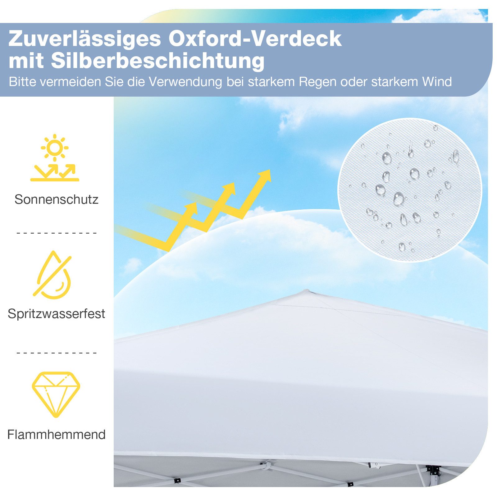 COSTWAY Faltpavillon, Pop-Up Partyzelt höhenverstellbar, wasserdicht