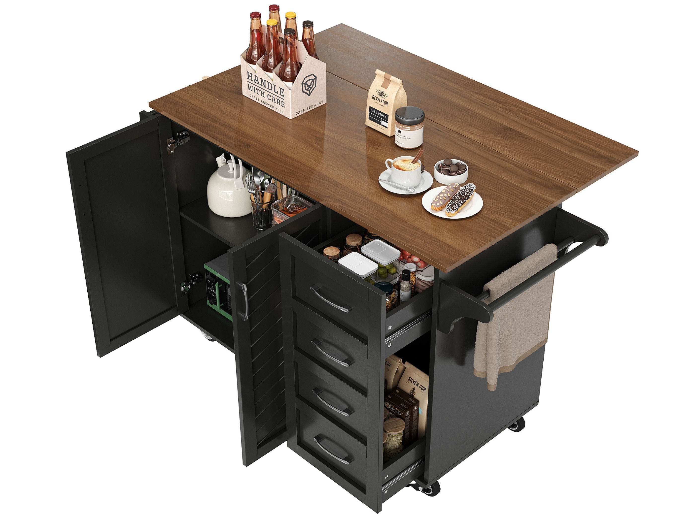SeedWave Kücheninsel mit klappbarer Arbeitsplatte, Buffet-Schrank günstig online kaufen