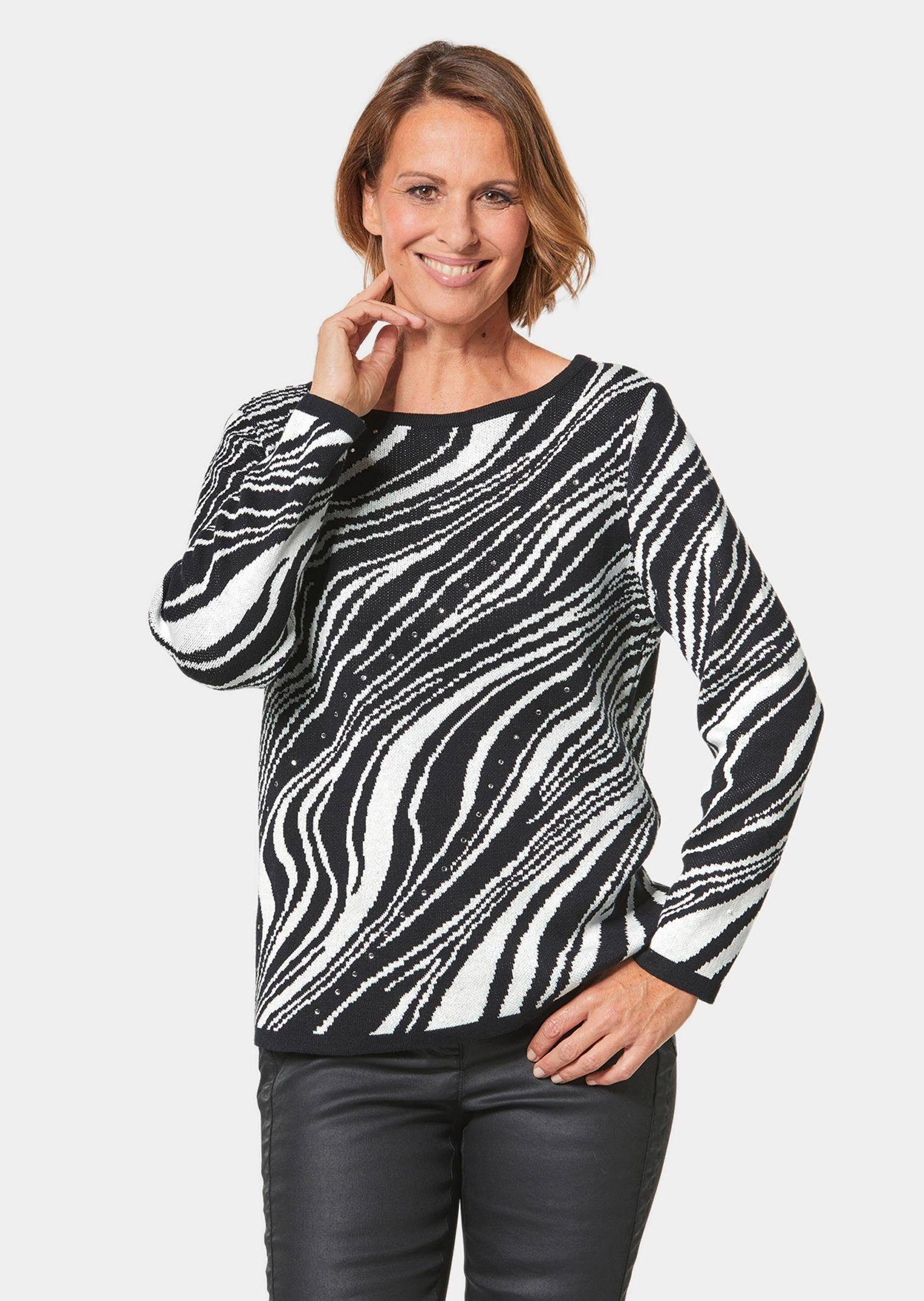 GOLDNER Strickpullover Ausdrucksstarker Pullover mit handverarbeiteten Glit günstig online kaufen