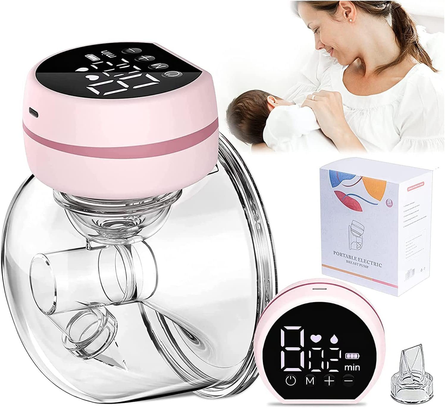 JOEAIS Elektrische Milchpumpe Abpumpen Electric, Stufen Schmerzfrei Pump und 2 9 Elektrisch Elektrisch LCD-Display, und Handsfree Tragbar Geräuscharm Modi Muttermilch Breast