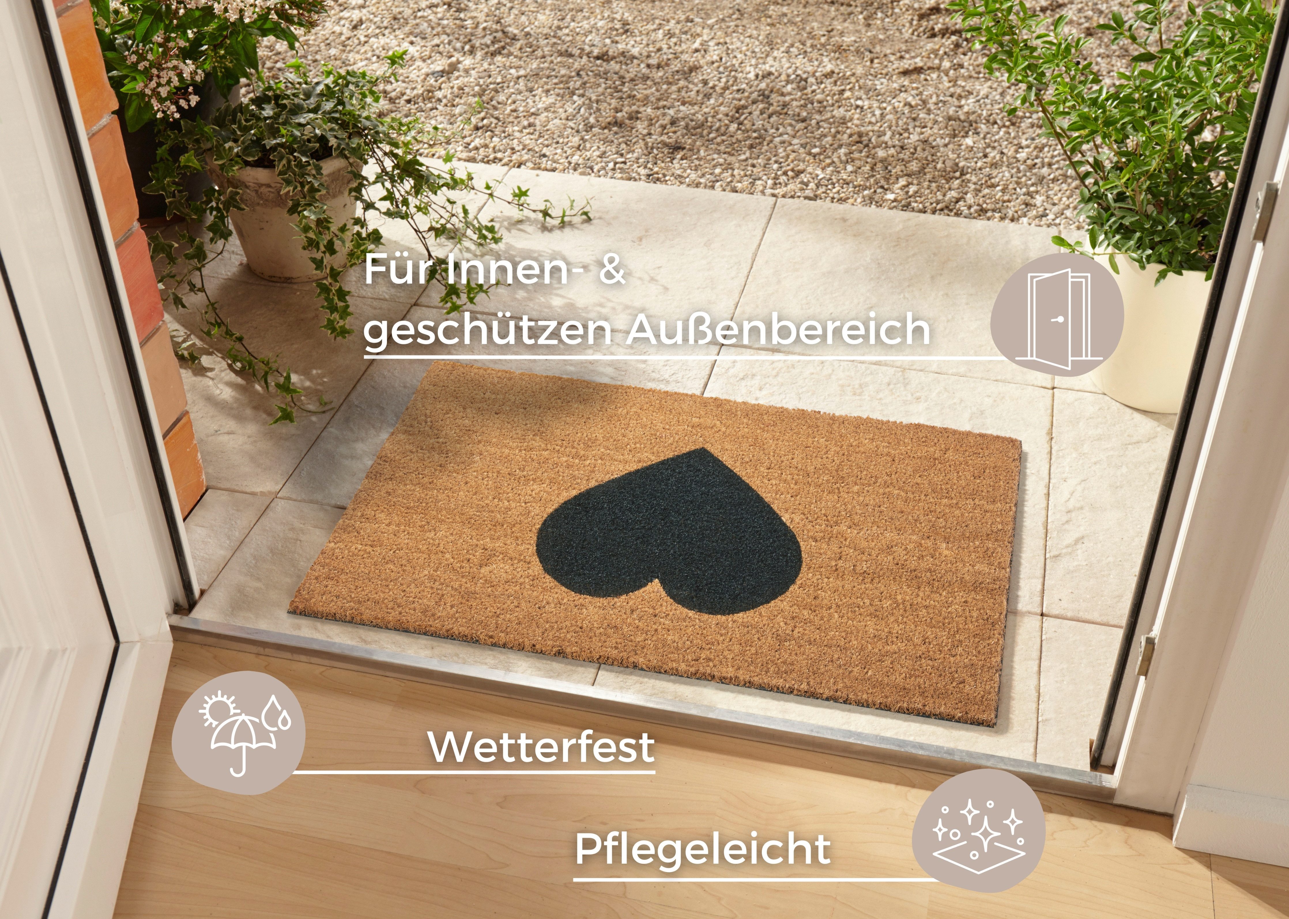 HANSE Home Fußmatte Mix Mats Kokos Heart, Türmatte, rechteckig, Höhe: 15 mm, Kokos, Schmutzfangmatte, Outdoor, Rutschfest, Innen, Kokosmatte, Flur – Bild 2 von 5