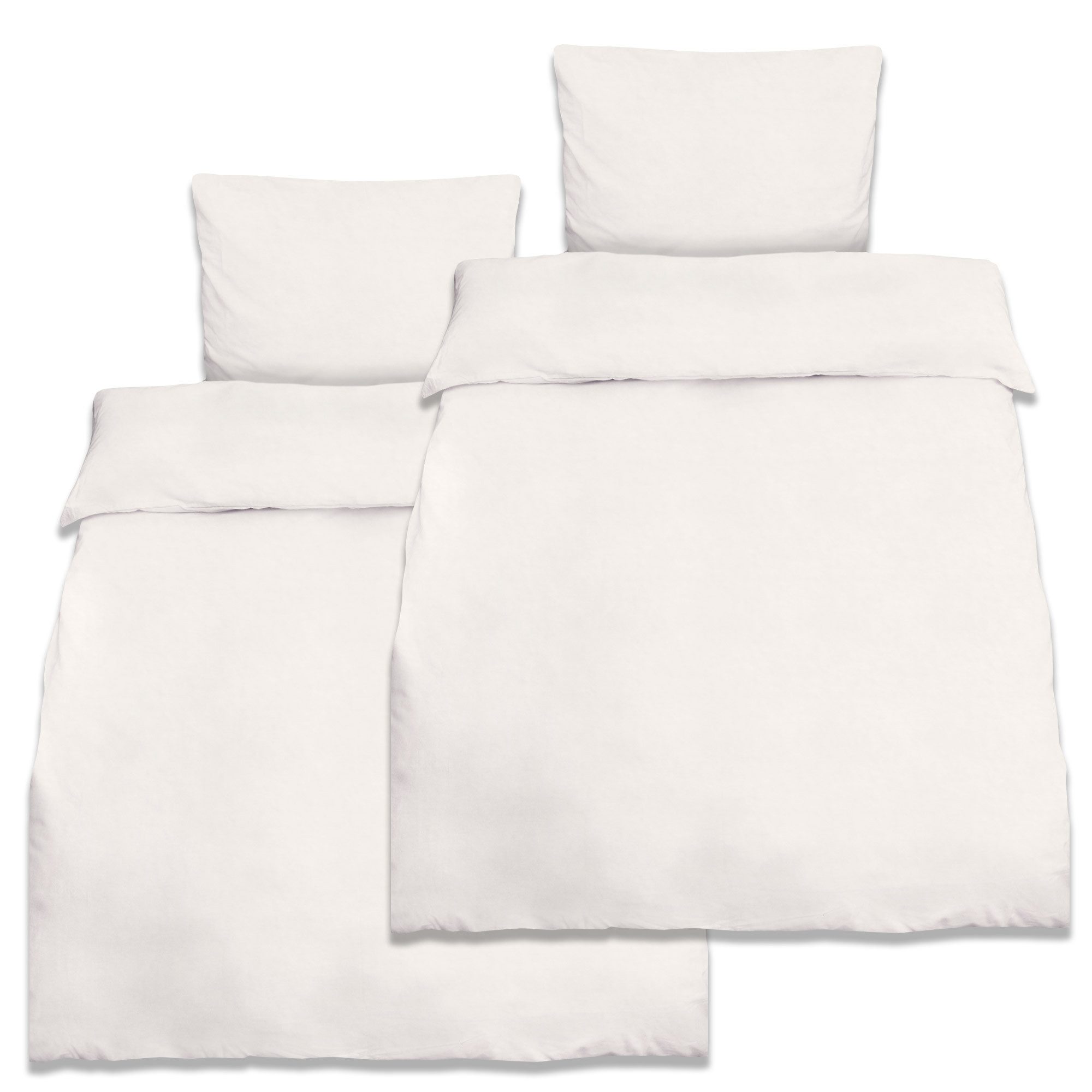 Beautissu Bettwäsche 2er Set Renforcé Bettwäsche Set Julie, 135x200cm, 4tlg., Weiß, 2er Set Renforcé Bettwäsche Set 135x200 cm Julie – Kissenbezug 80x80cm