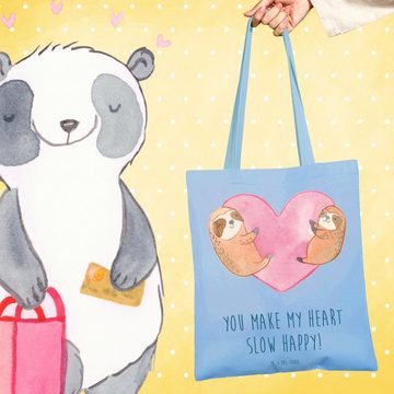 Mr. & Mrs. Panda Tragetasche Faultiere Herz - Sky Blue - Geschenk, Verlobung, Freund, Beutel, Eink (1-tlg), Modisches Design