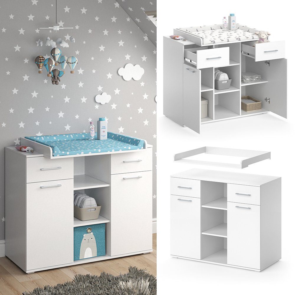 Vicco wrap chest of drawers Leonie, white, 113 x 100 cm