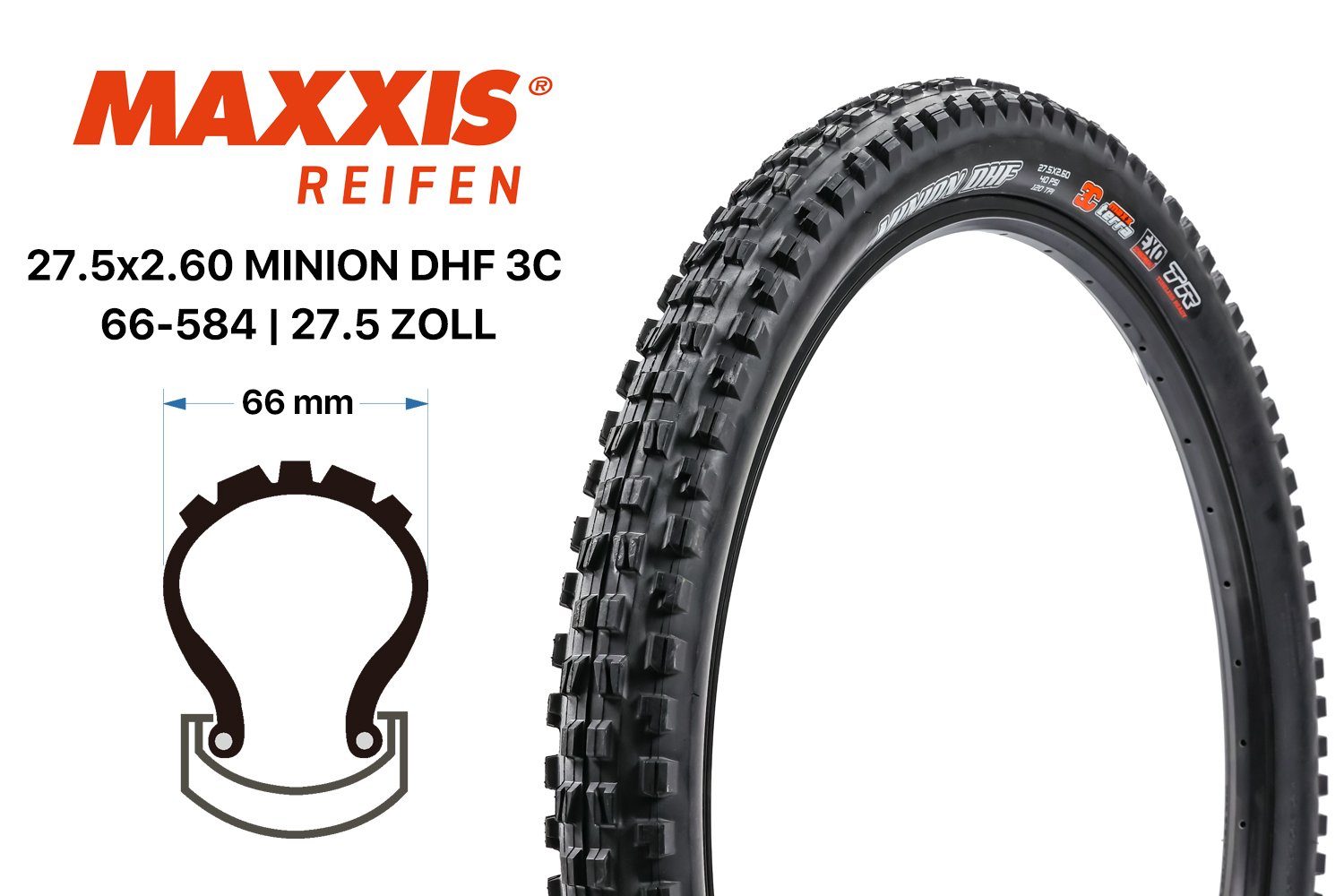 Fahrradreifen Fahrrad Falt Reifen Maxxis Minion DHF 3C EXO Maxx Terra 27.5x2.60