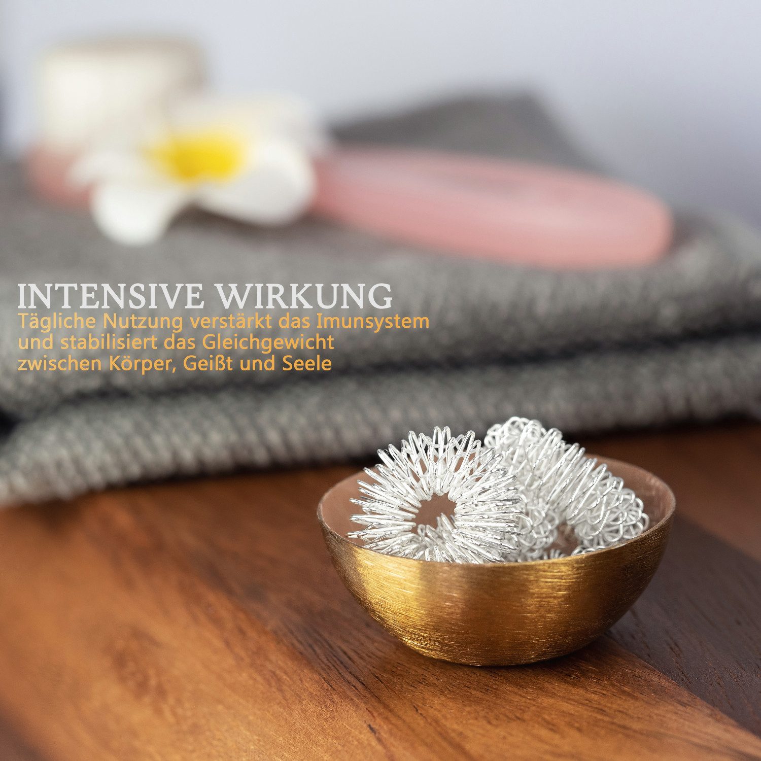 Health Press Shiatsu-Akupressurgerät Akupressurring Finger Akupressur Ringe Anti Stress Massage Ring Set, 12-tlg.