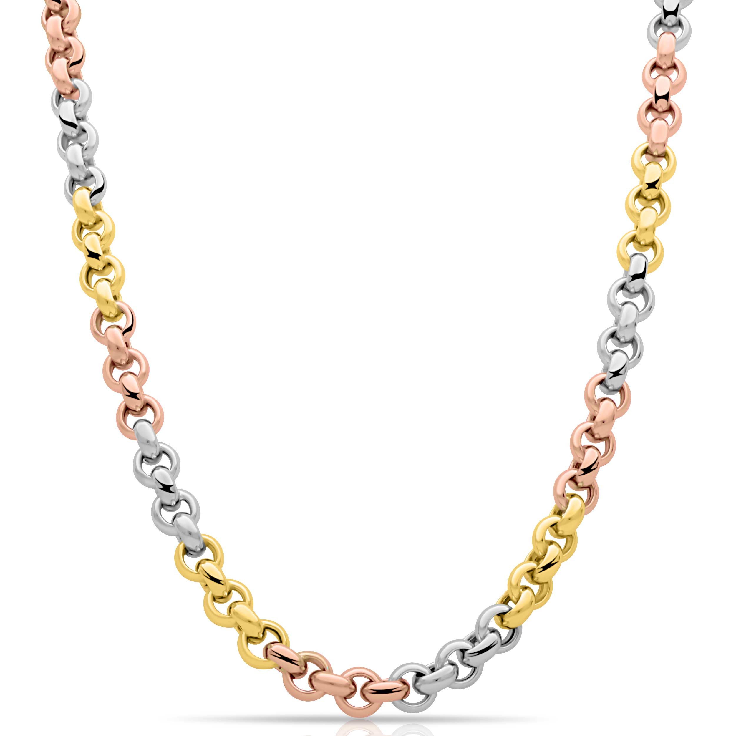 Kette ohne Anhänger Erbskette Tricolor 9 mm 585er Vergoldet Gold Silber Rosé
