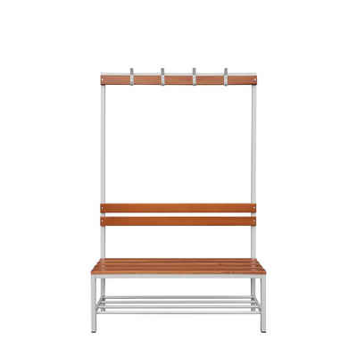 Steelboxx Sitzbank Einseitige Sitzbankgarderobe mit Schuhrost, lichtgrau/buche (1-St), Langlebige, pflegeleichte, verschweißte Stahl-Konstruktion