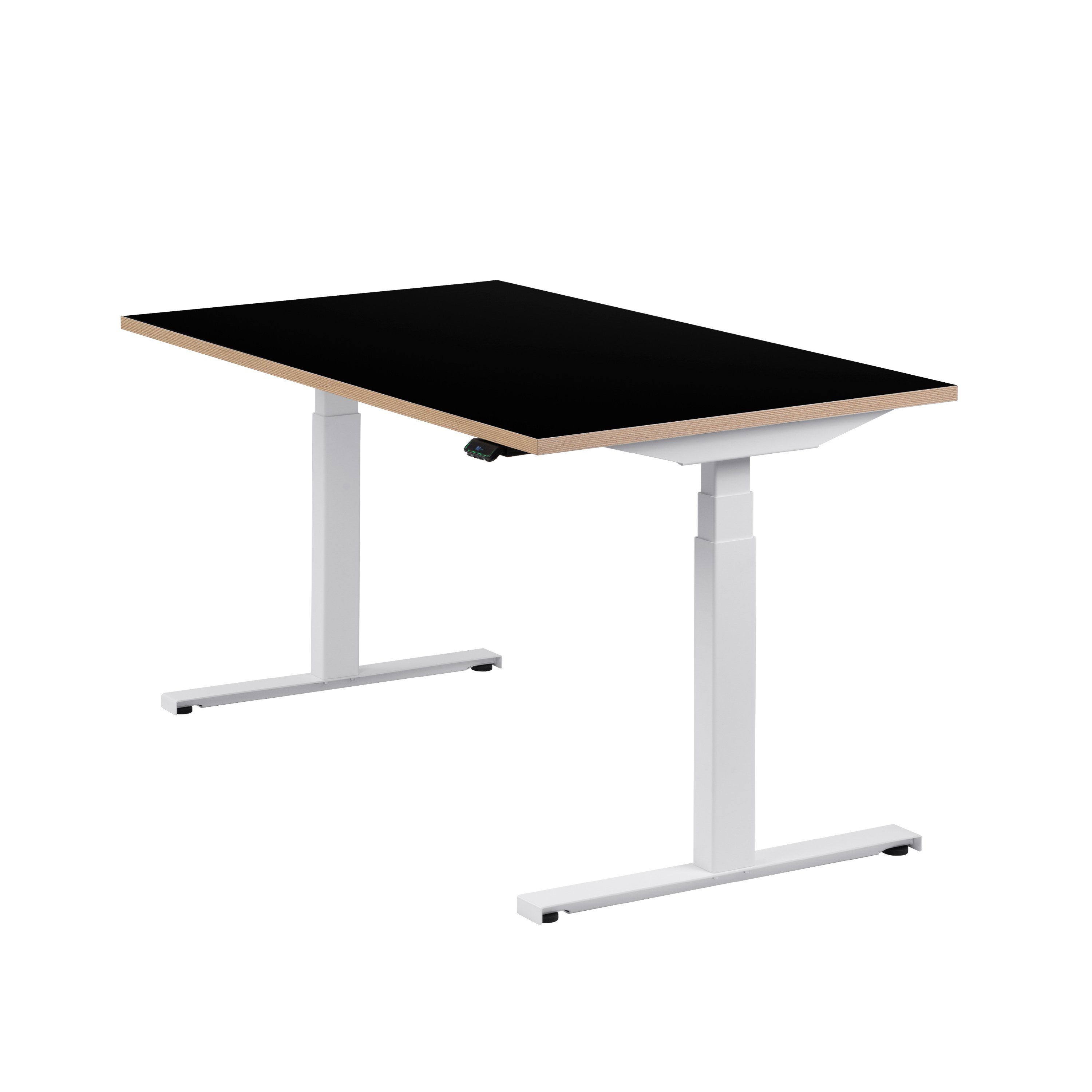 boho office® Schreibtisch Easydesk, Weiß elektrisch höhenverstellbar Tischplatte Schwarz 140 x 80 cm Weiß | Schwarz