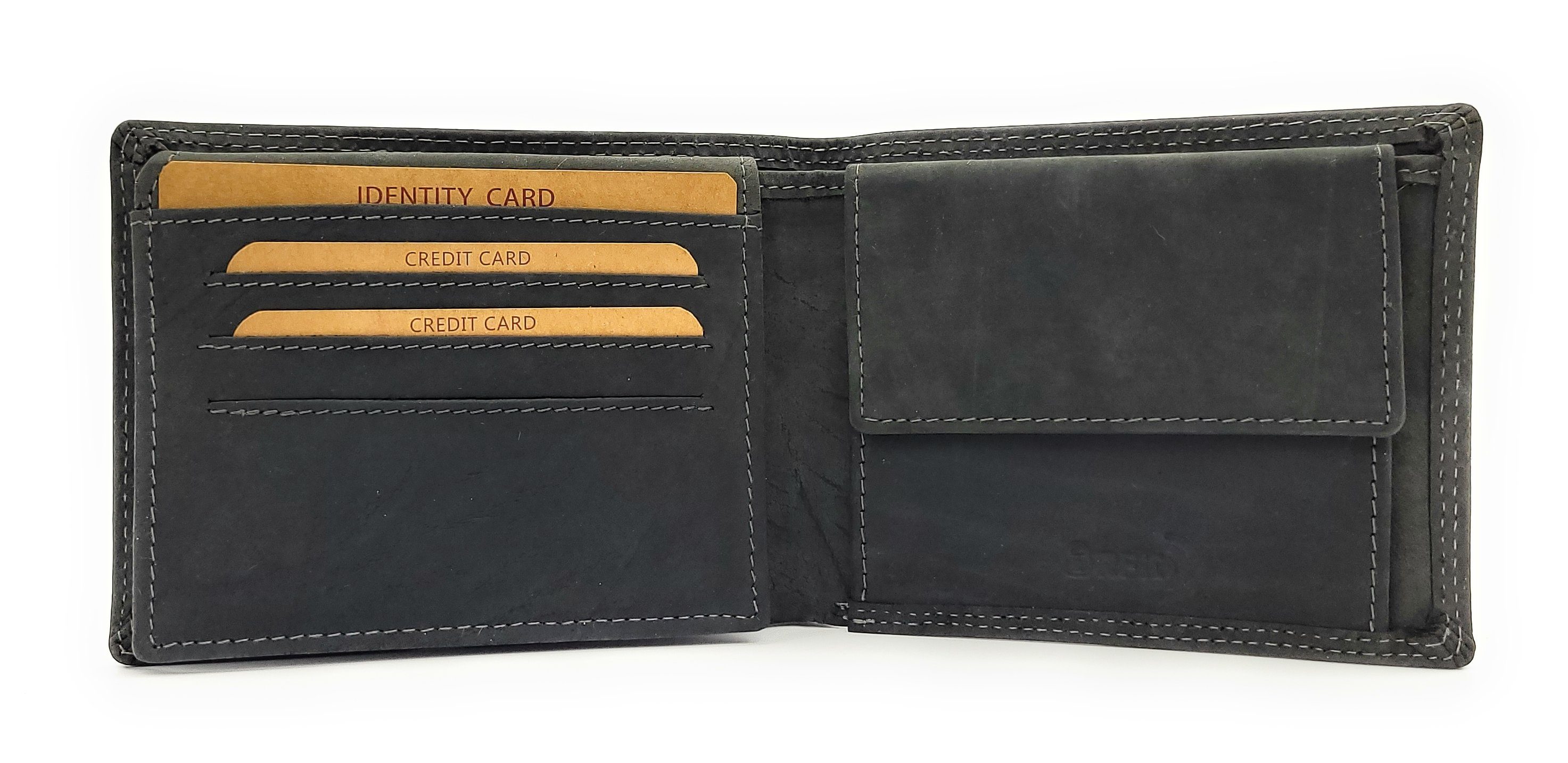 McLean Geldbörse echt Büffel Fach Portemonnaie für Papiere RFID Schutz, Voll-Leder KFZ mit