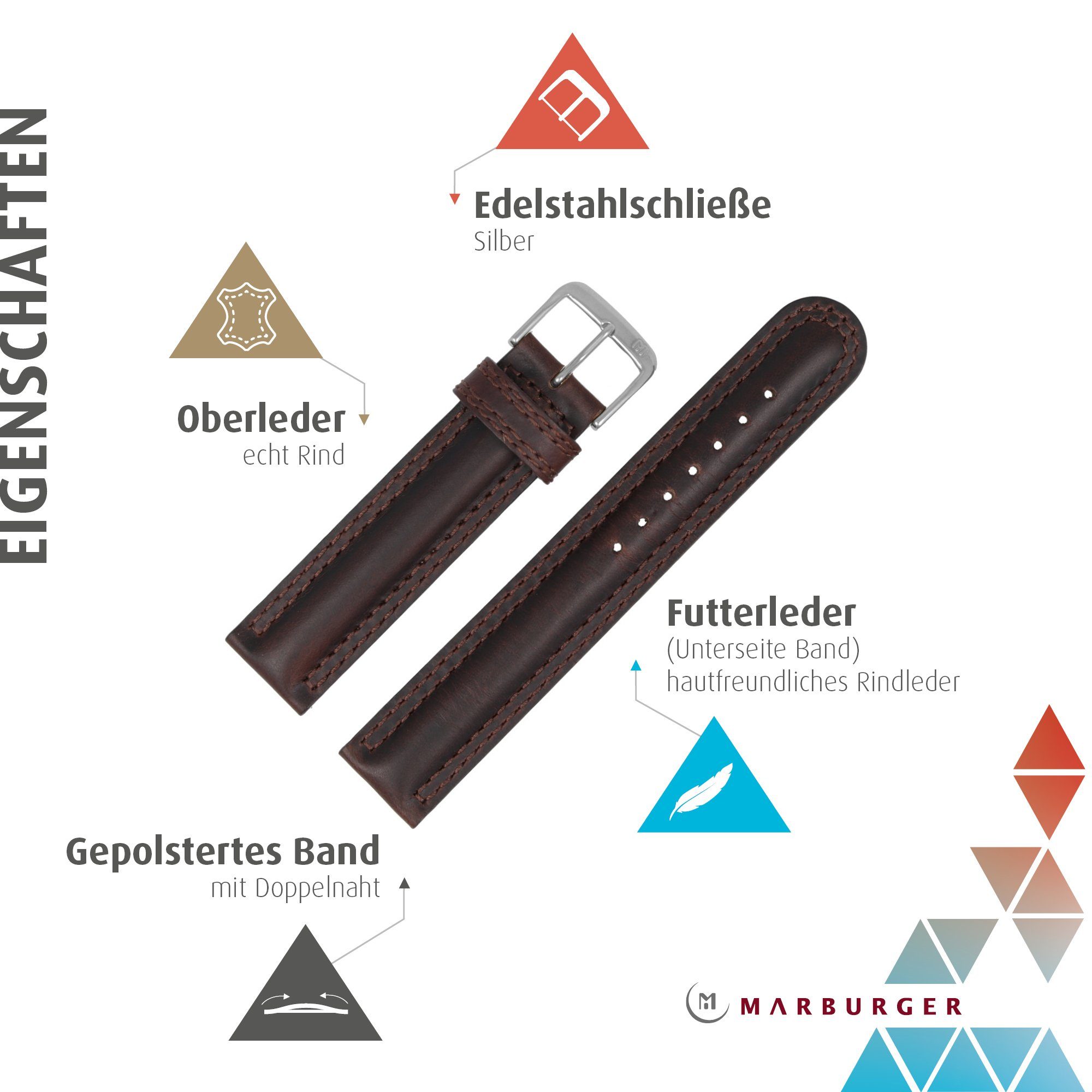 MARBURGER Uhrenarmband 20mm Leder günstig online kaufen