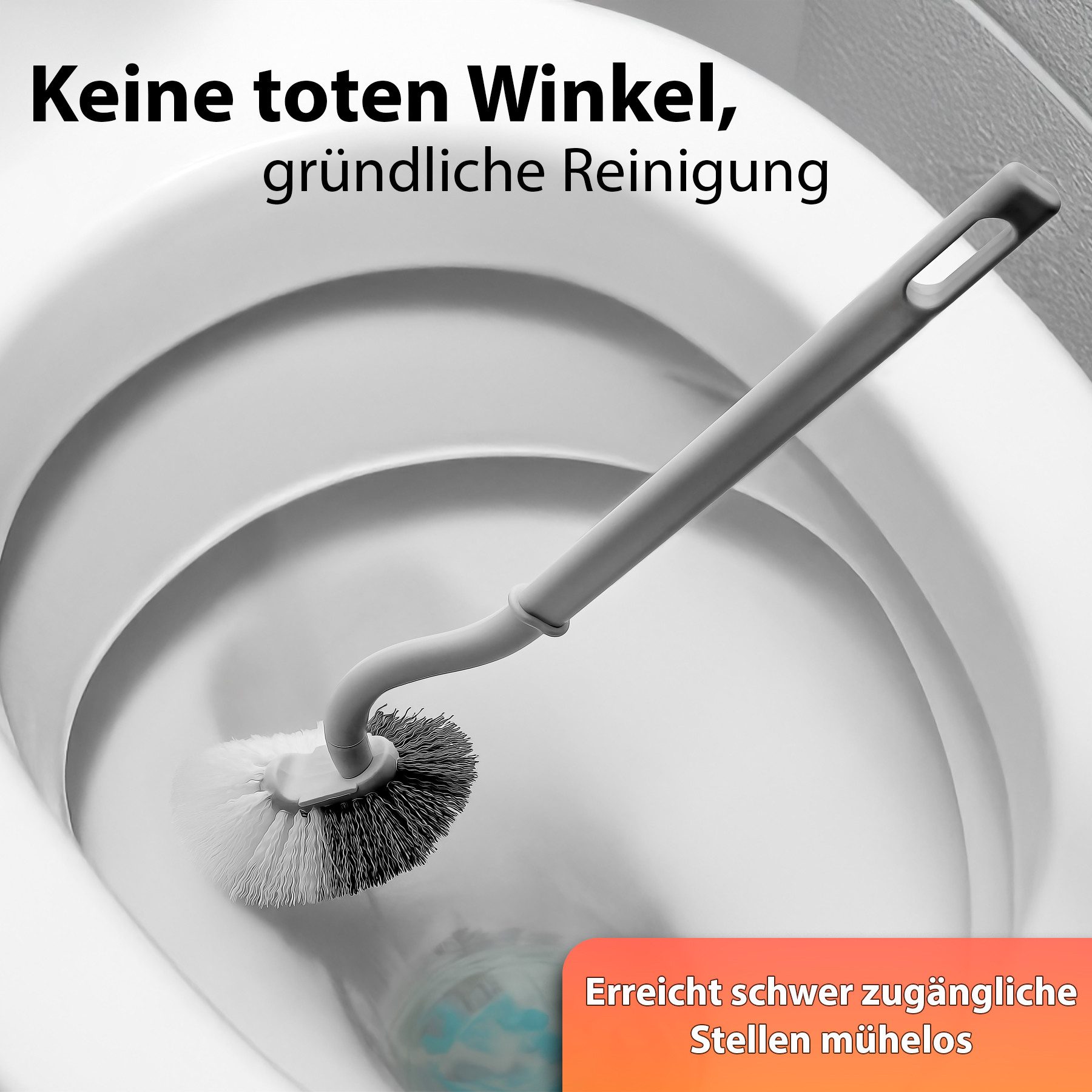 BigDean Reinigungsbürsten-Set 4 Stück Klobürste mit Randreiniger weiß Toilettenbürste, ., (Set, 4-tlg., Klobürsten), Effektiv, langlebig, Vielseitig Einsetzbar – Bild 4 von 5