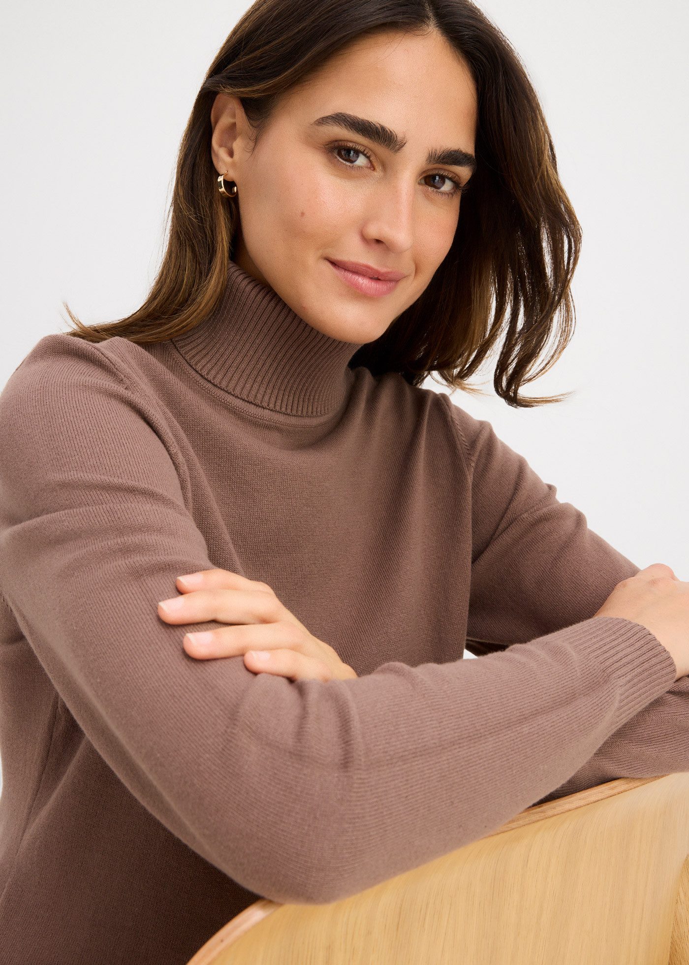 bonprix Rollkragenpullover aus Feinstrick mit hohem Baumwoll-Anteil, figurbetonte Passform