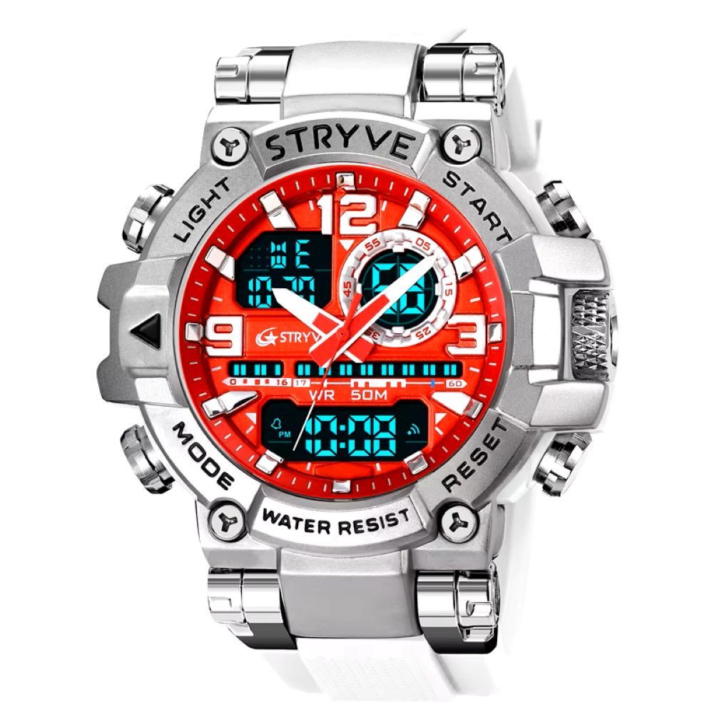 Tidy Quarzuhr Stryve Sportuhr Wasserdichte Digital-Analoge Militär Uhr Silikon