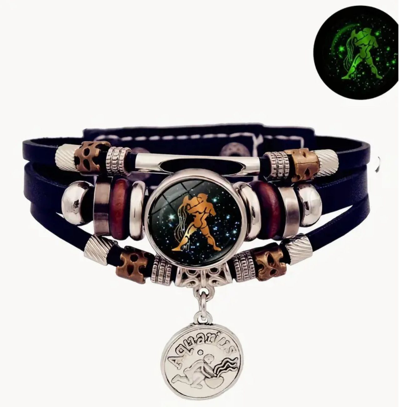 Stelby Armband mit Gravur Armband Sternzeichen Wassermann mit 3D Gravur im Gla (Weihnachtsgeschenk, Geburtstagsgeschenk, Valentinstaggeschenk, modern, minimalistisch), langlebig, pflegeleicht, unisex