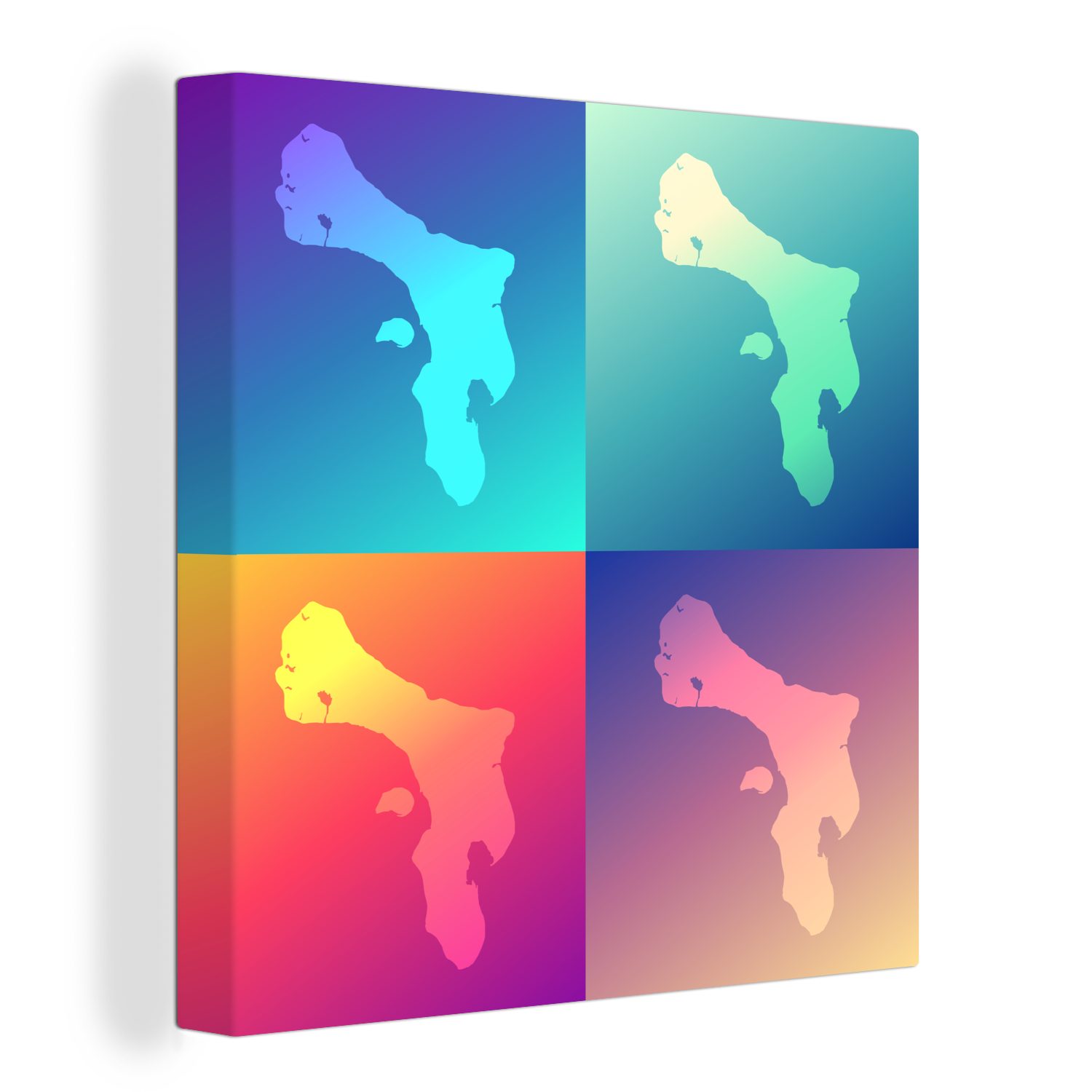 OneMillionCanvasses® Leinwandbild Die farbigen Illustrationen von Bonaire, (1 St), Leinwand Bilder für Wohnzimmer Schlafzimmer | Leinwandbilder