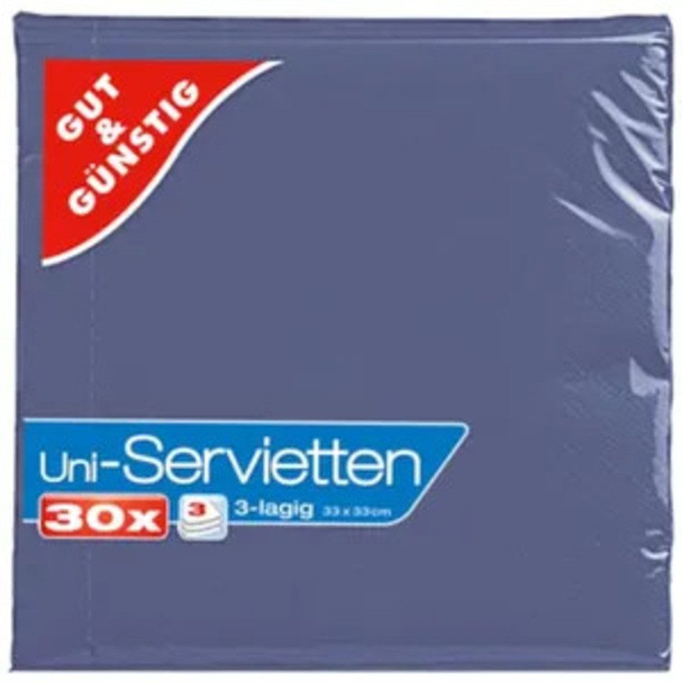 Gut & Günstig Papierserviette Servietten 33X33 30er dunkelblau 12 Pack, (1 St)