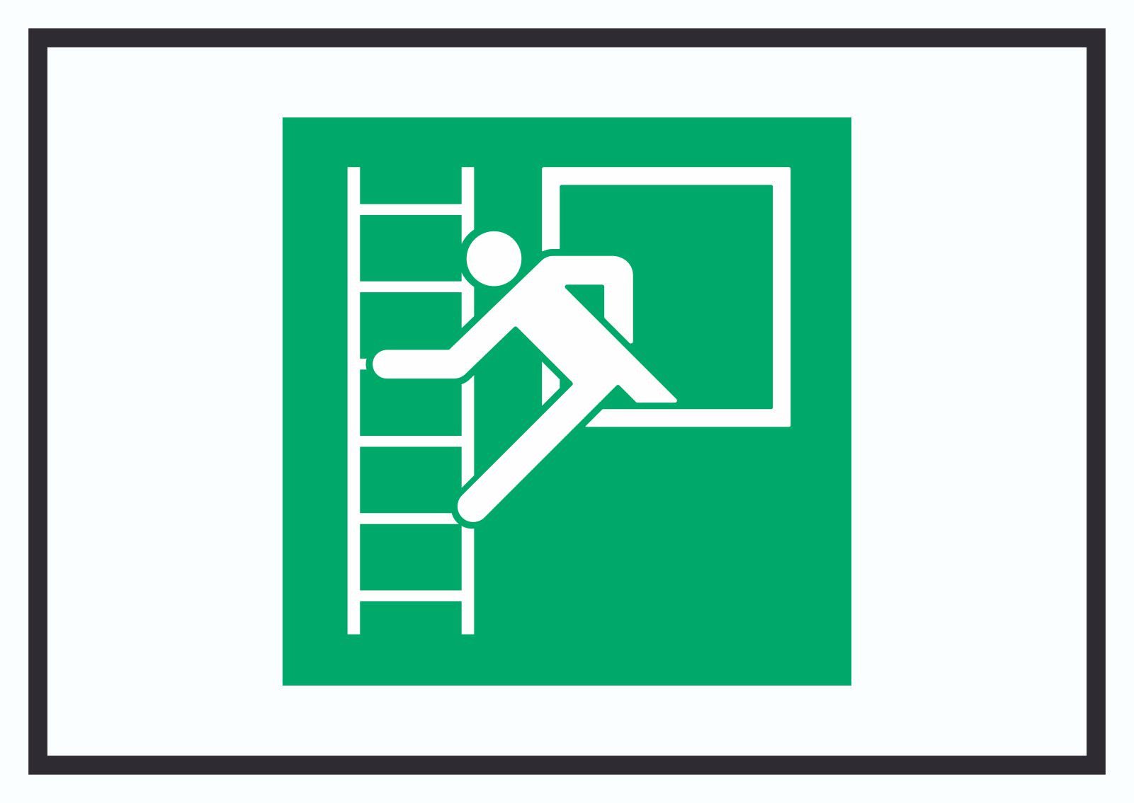 HB-Druck Hinweisschild Notausstieg mit Fluchtleiter Symbol Schild, wetterfest, stabil, UV-beständig, kratzfest