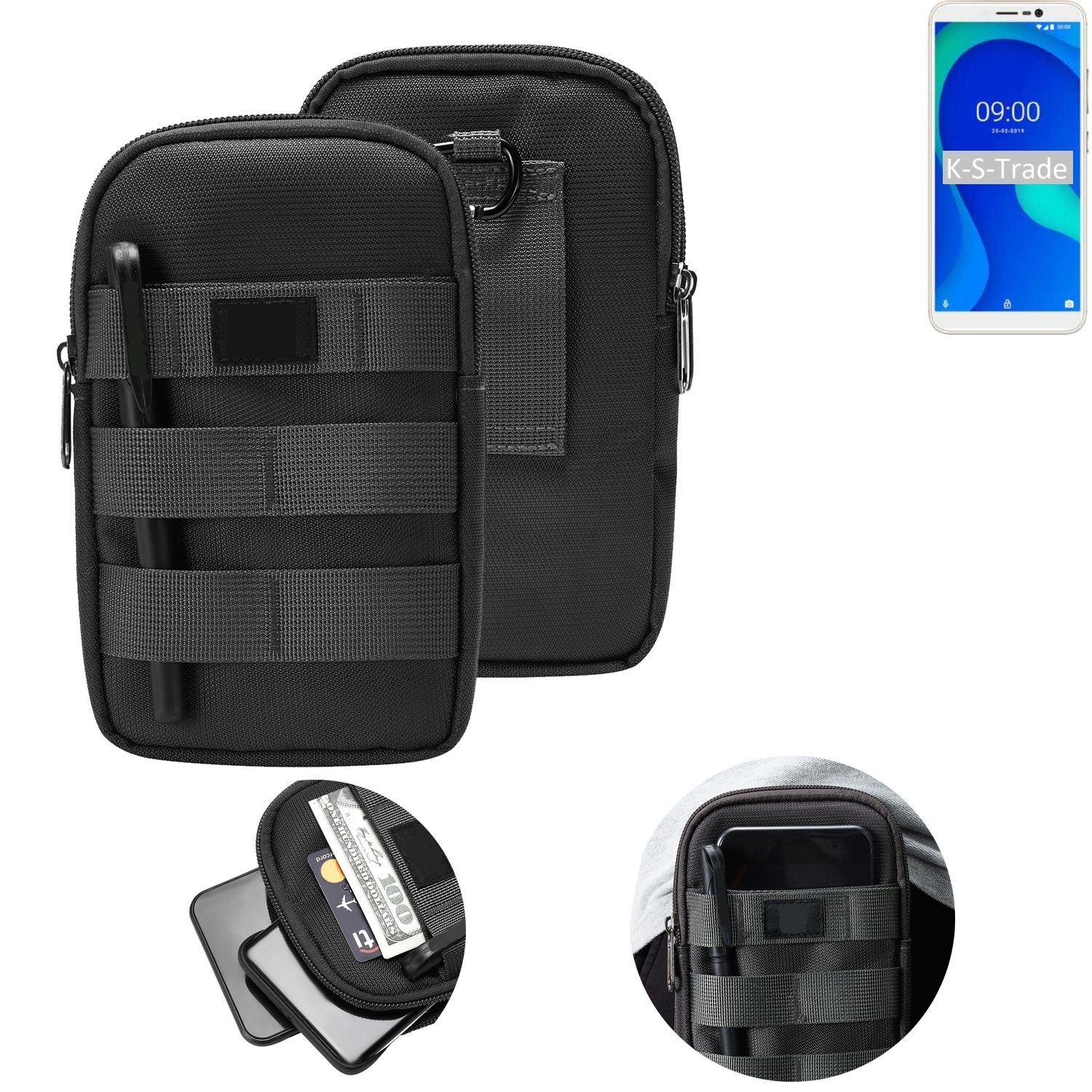 K-S-Trade Handyhülle für Wiko Y80, Holster Gürtel Tasche Handy Tasche Schutz Hülle dunkel-grau viele