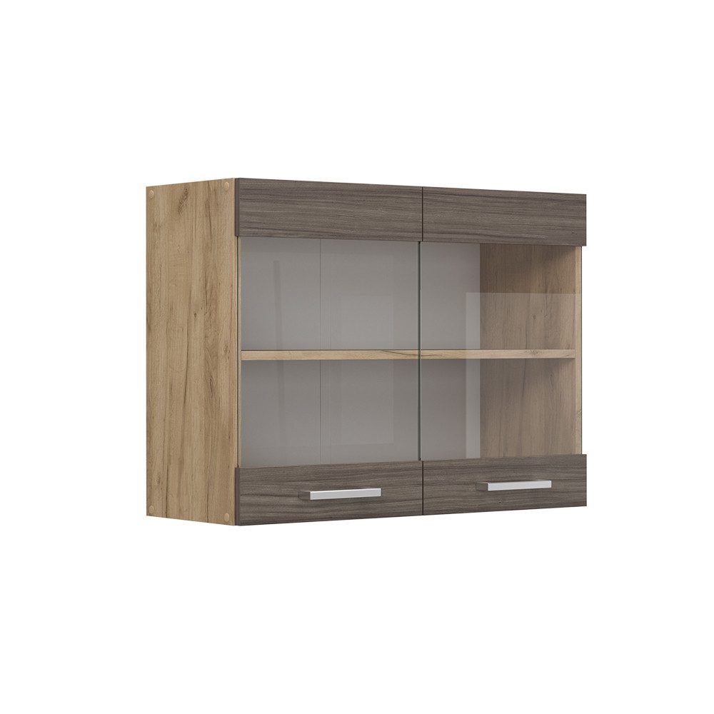 Vicco Glashängeschrank R-Line, Edelgrau/Goldkraft Eiche, 80 günstig online kaufen