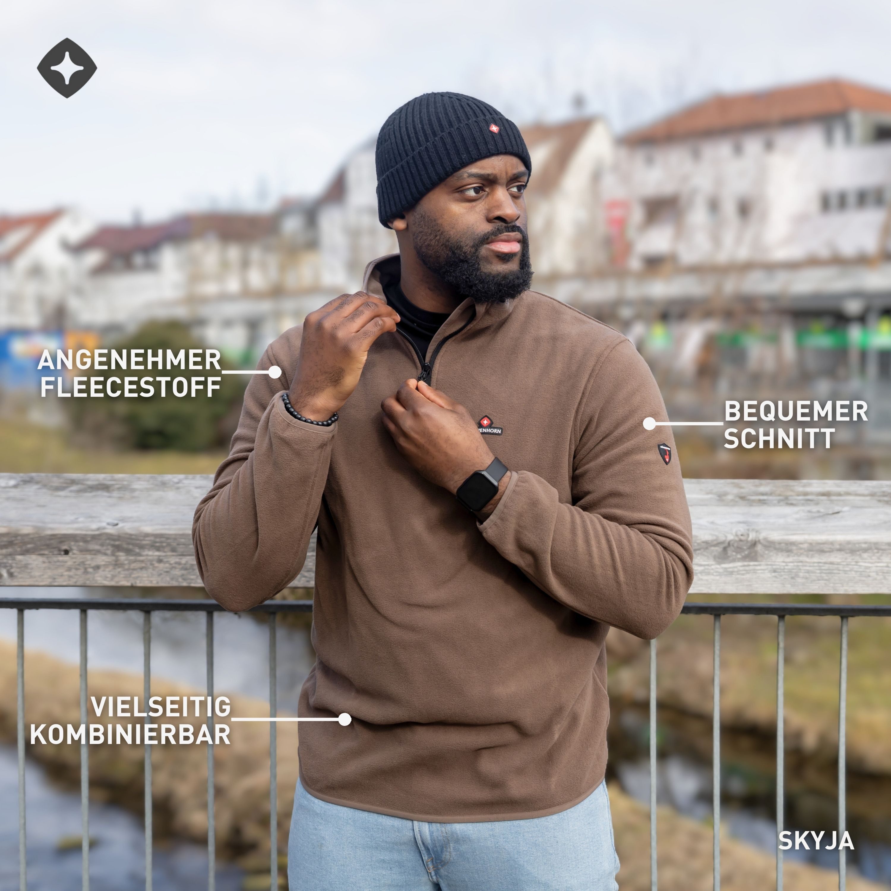 Höhenhorn Fleecepullover Skyja Herren Fleece Pullover für Männer Sweatshirt 1/4 Zip Microfleece