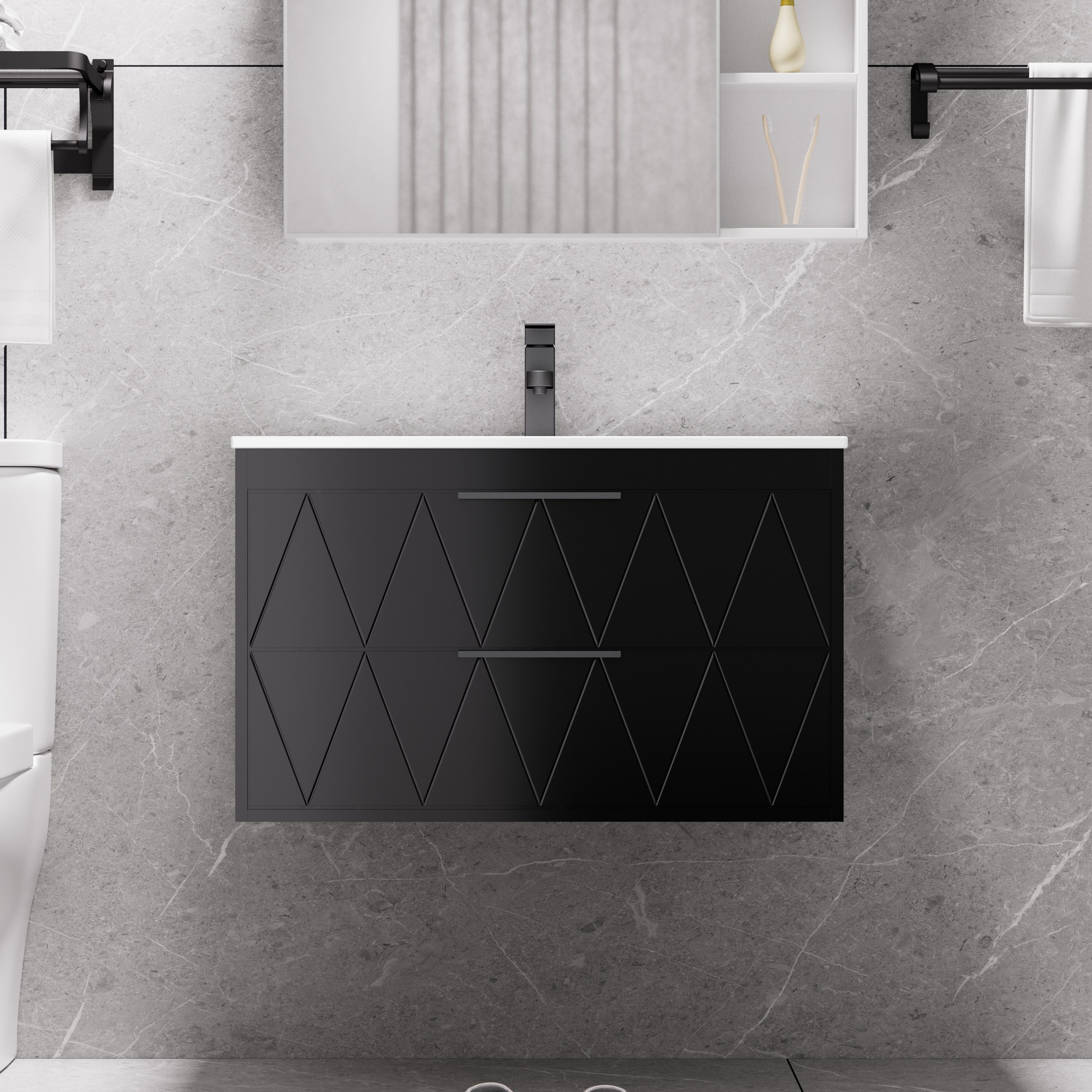 UEV Waschtisch mit Unterschrank, Waschbeckenunterschrank 60cm/75cm/90cm hän günstig online kaufen