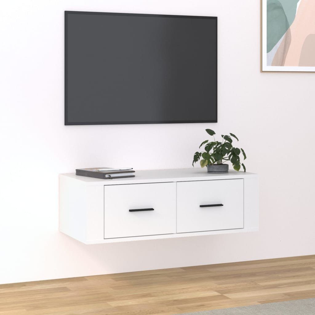 furnicato TV-Schrank TV-Wandschrank Weiß 80x36x25 cm Holzwerkstoff