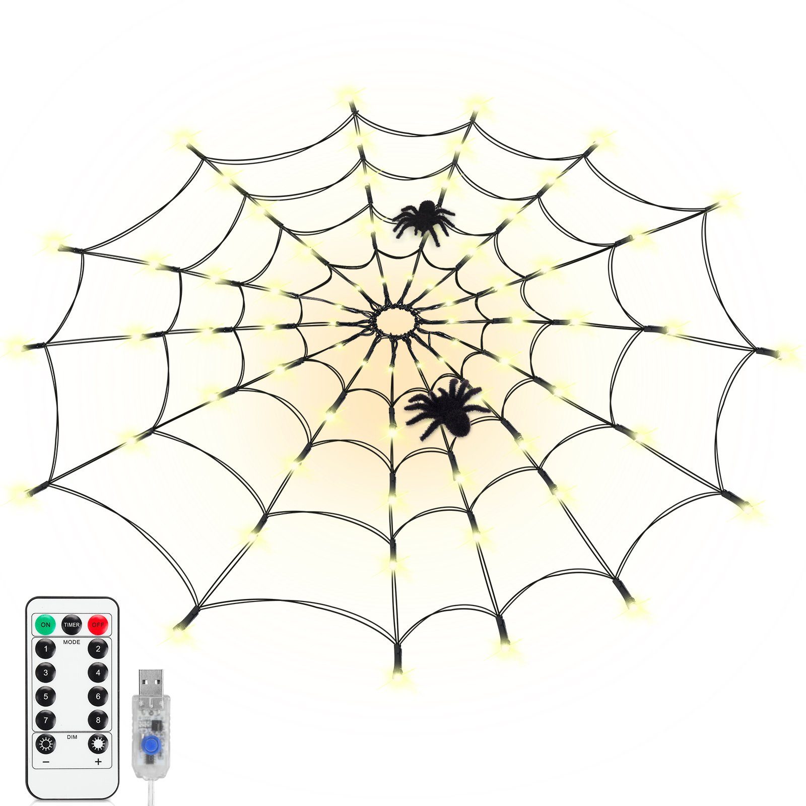 Gimisgu LED-Lichterkette Spinnennetz LED Party Dekorationen Spinnen Schaurig-schöne 2x