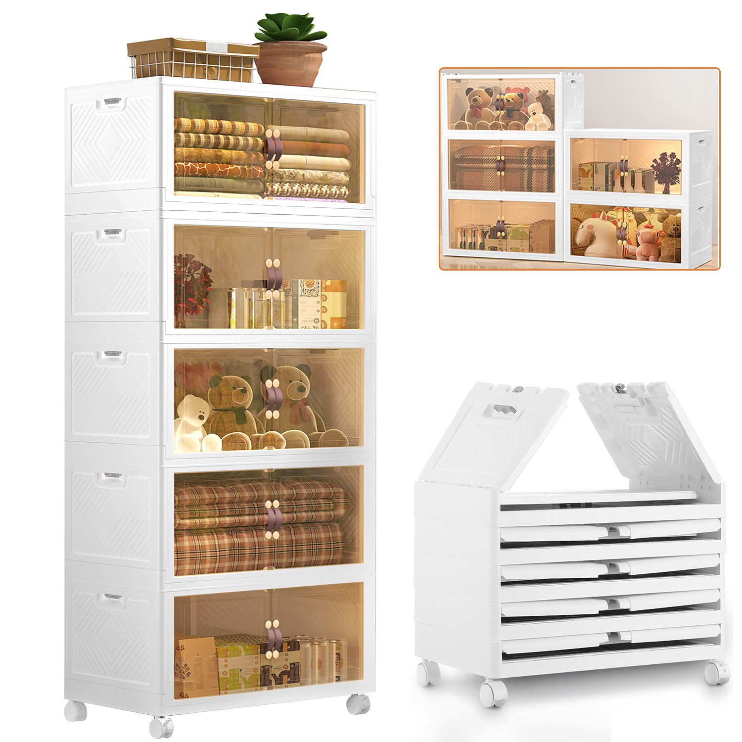 LETGOSPT Aufbewahrungsbox Schmaler Rollcontainer Kunststoff Schrank günstig online kaufen
