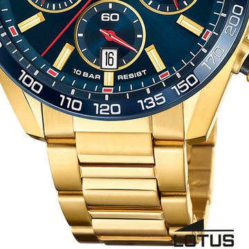 Lotus Chronograph Lotus Herrenuhr Edelstahl gold Lotus, (Chronograph), Herren Armbanduhr rund, groß (ca. 44,5mm), Edelstahl