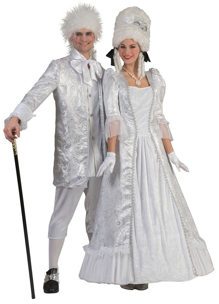 Funny Fashion Kostüm Barock Kostüm 'Christian' für Herren, Silber Weiß